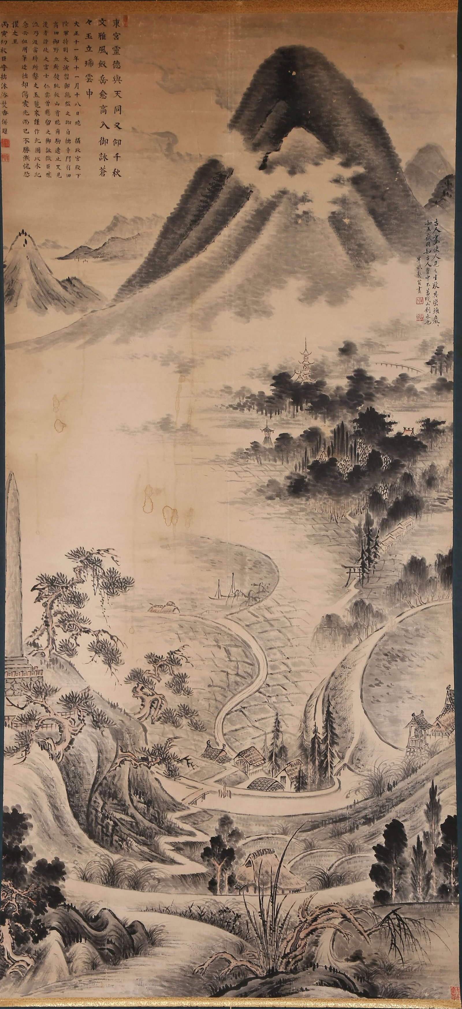 INK LANDSCAPE HANGING SCROLL BY GONG XIAN QING DYNASTY.龚贤 (1 of 11)