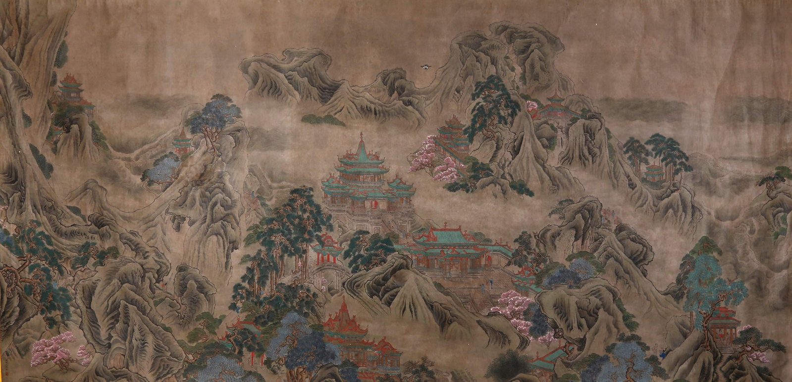 IMMORTAL MOUNTAINS AND PAVILIONS TWELVE-FOOT GIANT PAINTING BY QIAN WEICHENG QING DYNASTY.钱 (1 of 11)