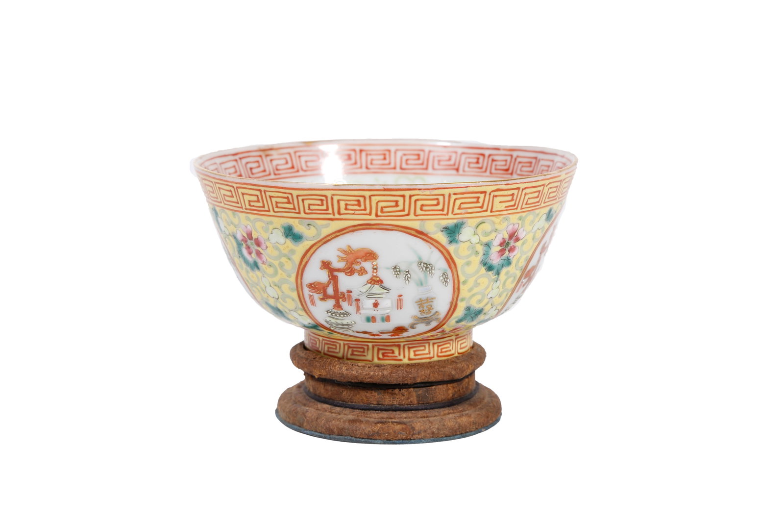 FAMILLE ROSE BOWL WITH ANTIQUE AND FLOWER PATTERNS GUANGXU PERIOD QING DYNASTY (1 of 9)