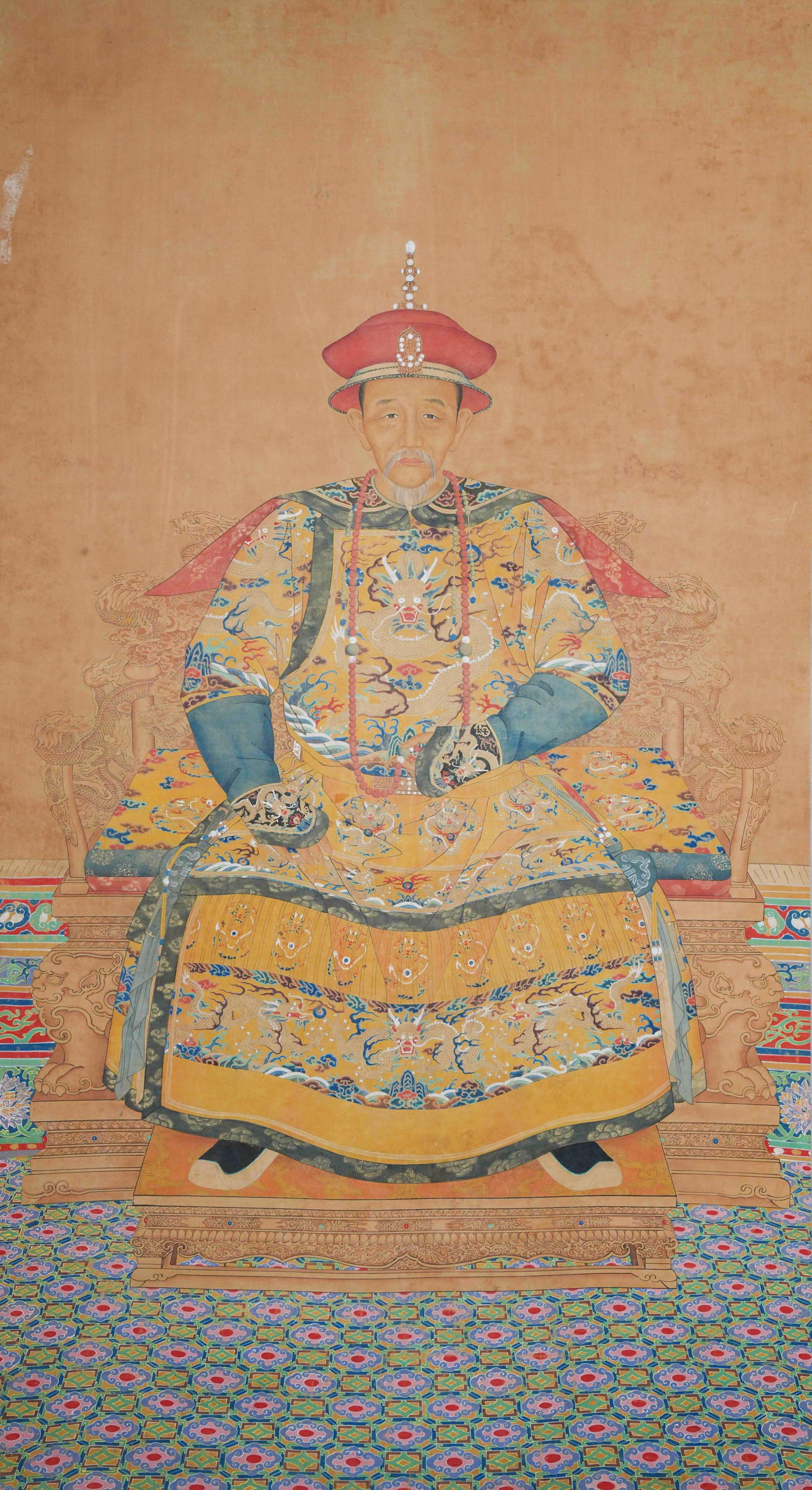 IMPERIAL PORTRAITS OF QING EMPERORS SILK HANGING SCROLL ANONYMOUS (1 of 9)