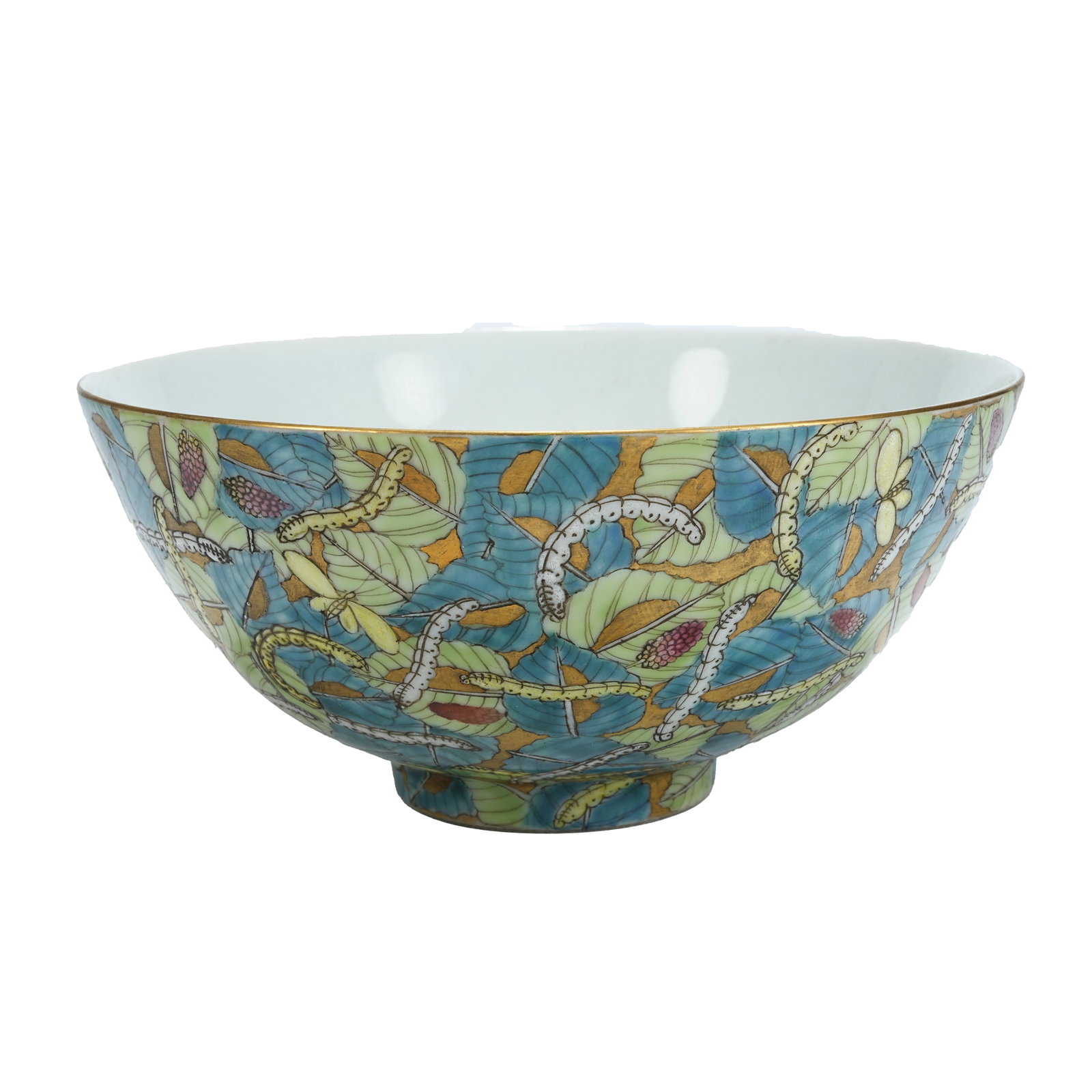 YONGZHENG PERIOD GILT FAMILLE ROSE BOWL WITH SILKWORM PATTERN QING DYNASTY (1 of 9)