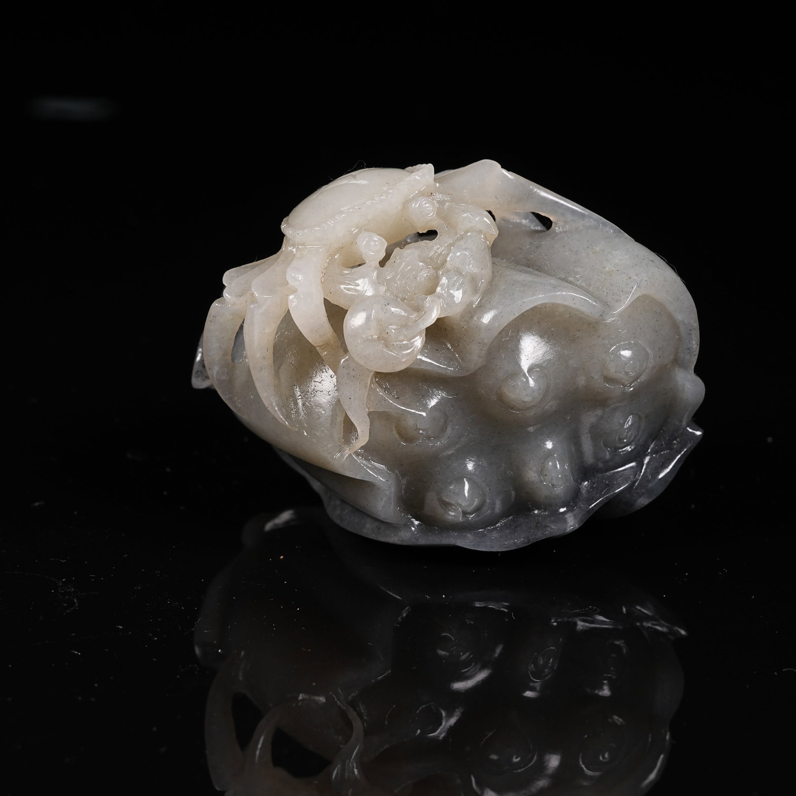 A HETIAN JADE EXQUISITELY CARVED WEALTH GATHERING FROM ALL DIRECTIONS HAND PIECE (1 of 8)