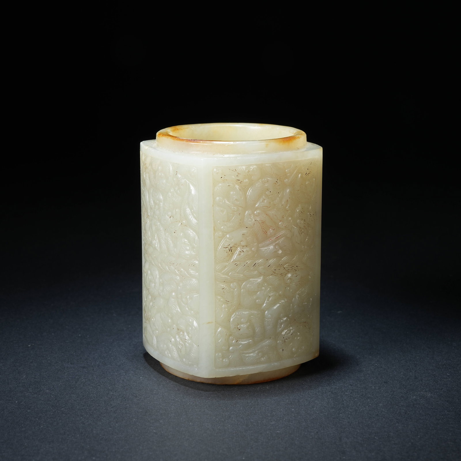 A ANCIENT JADE CONG WITH DRAGON PATTERN: Ancient Jade Cong with Dragon Pattern