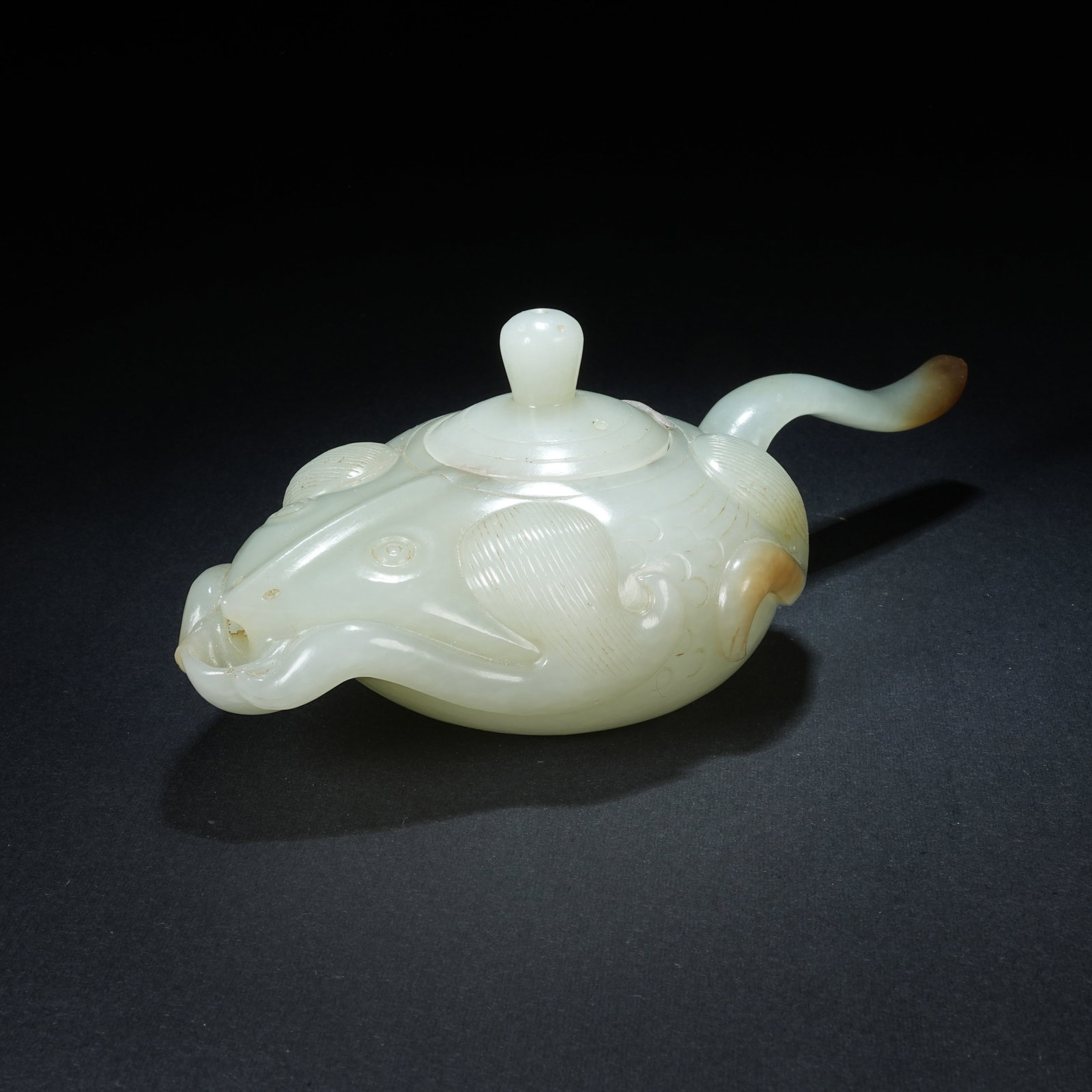 A HETIAN JADE BEAST-SHAPED EWER (1 of 9)