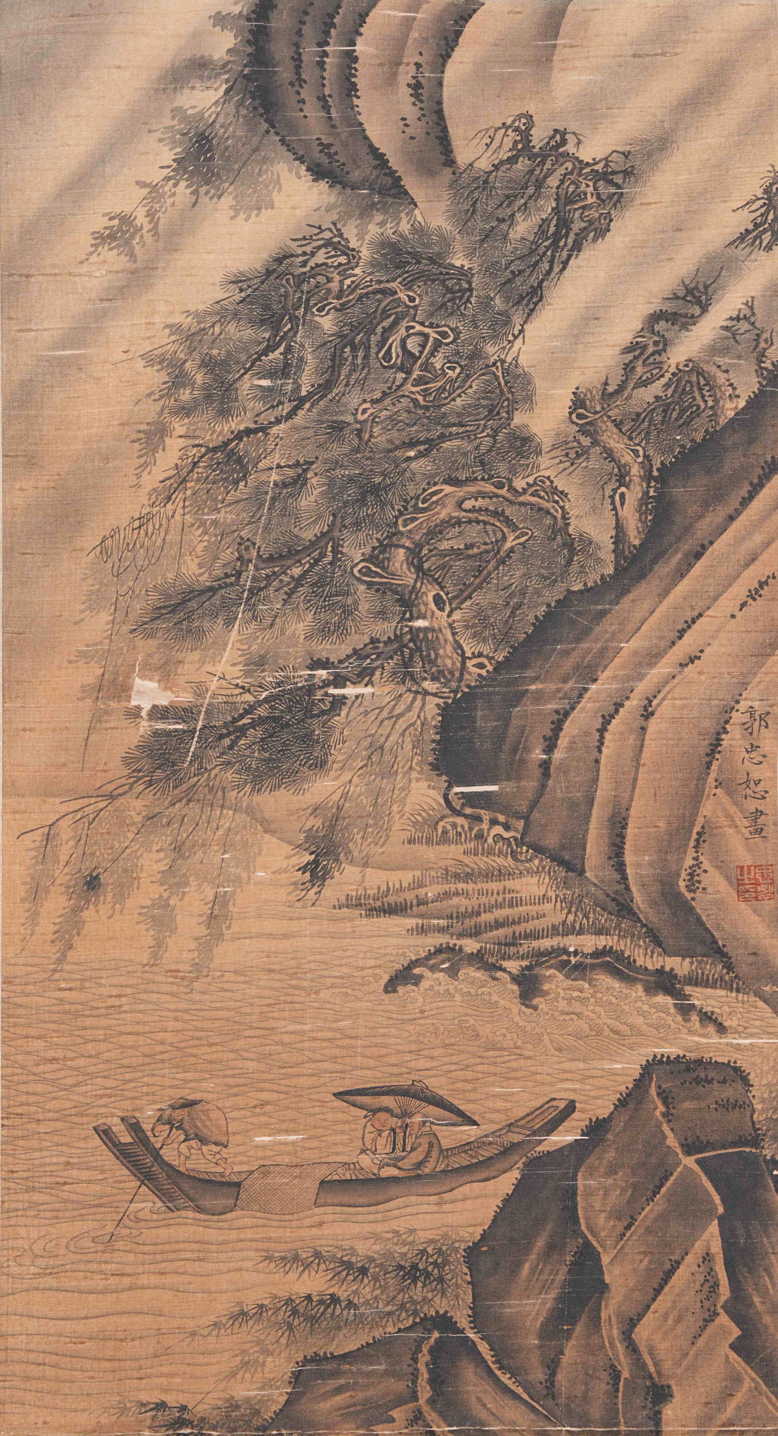 A LANDSCAPE PAINTING ON SILK BY GUO ZHONGSHU.郭忠恕 (1 of 9)