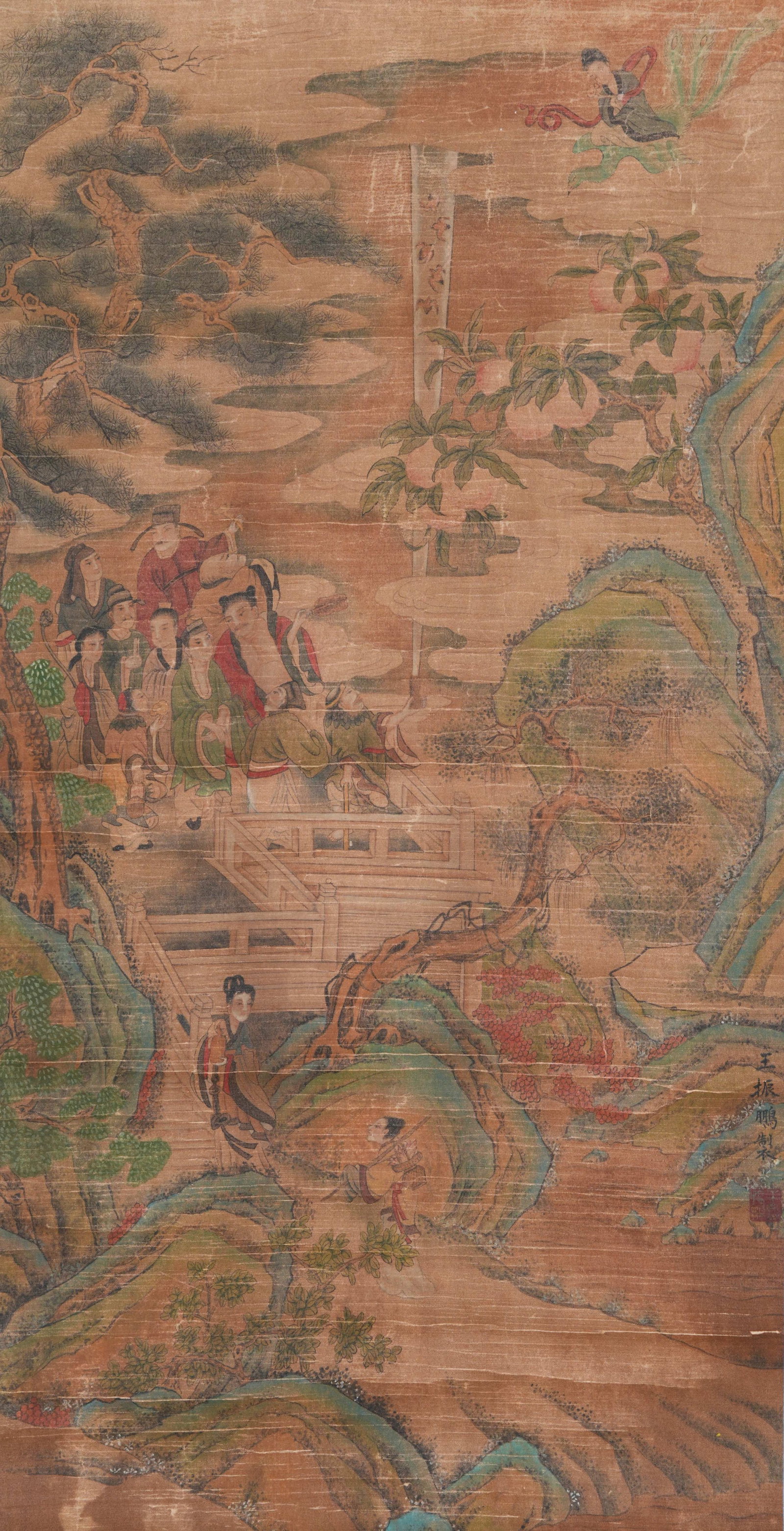 A IMMORTAL PAINTING ON SILK BY WANG ZHENPENG.王振鵬: Immortal Painting on Silk by Wang Zhenpeng.王振鵬