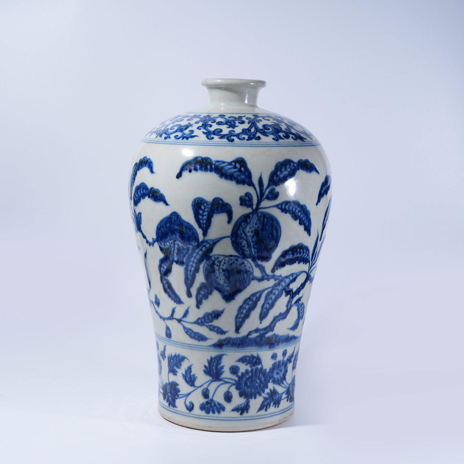 A BLUE AND WHITE PLUM VASE WITH AUSPICIOUS FRUIT PATTERN (1 of 9)