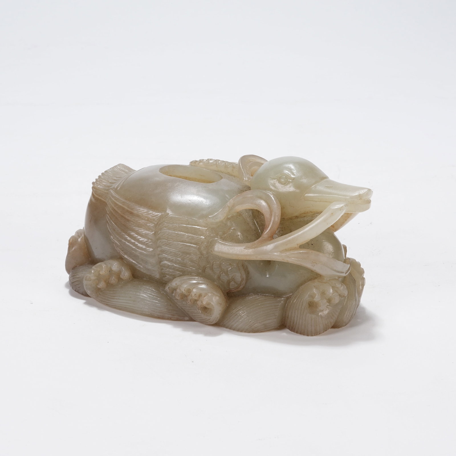 A HETIAN JADE PRECIOUS DUCK-SHAPED WATER DROPPER (1 of 8)