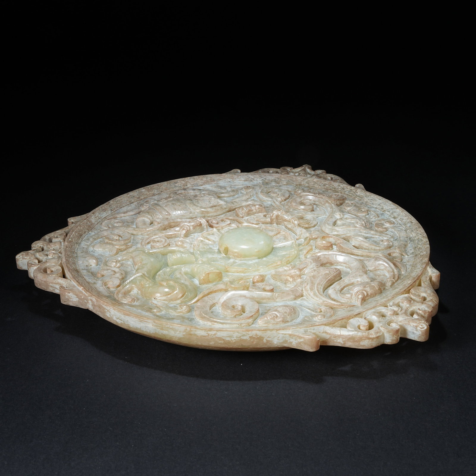 A ANCIENT JADE MIRROR WITH FOUR DIVINE BEASTS PATTERN - 5