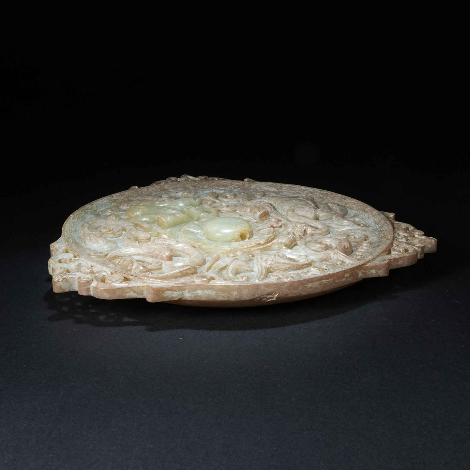 A ANCIENT JADE MIRROR WITH FOUR DIVINE BEASTS PATTERN - 6