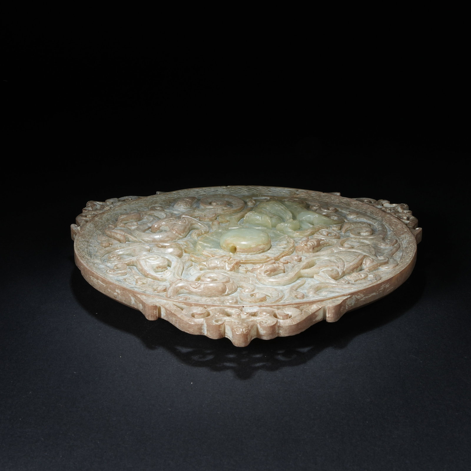 A ANCIENT JADE MIRROR WITH FOUR DIVINE BEASTS PATTERN - 7