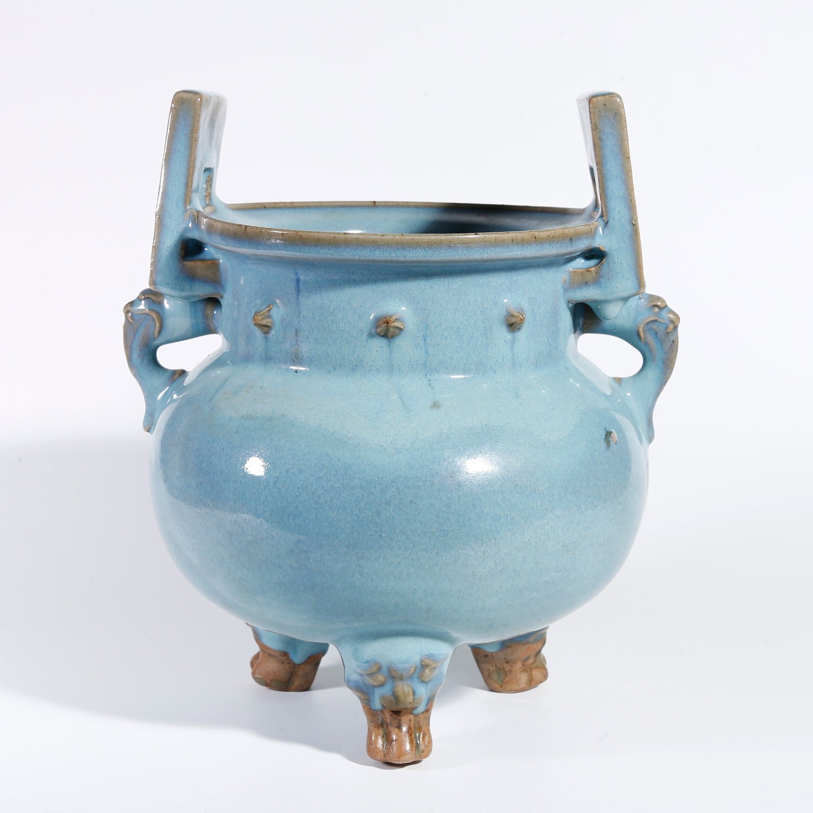 A JUN KILN THREE-LEGGED INCENSE BURNER WITH UPRIGHT EARS (1 of 10)