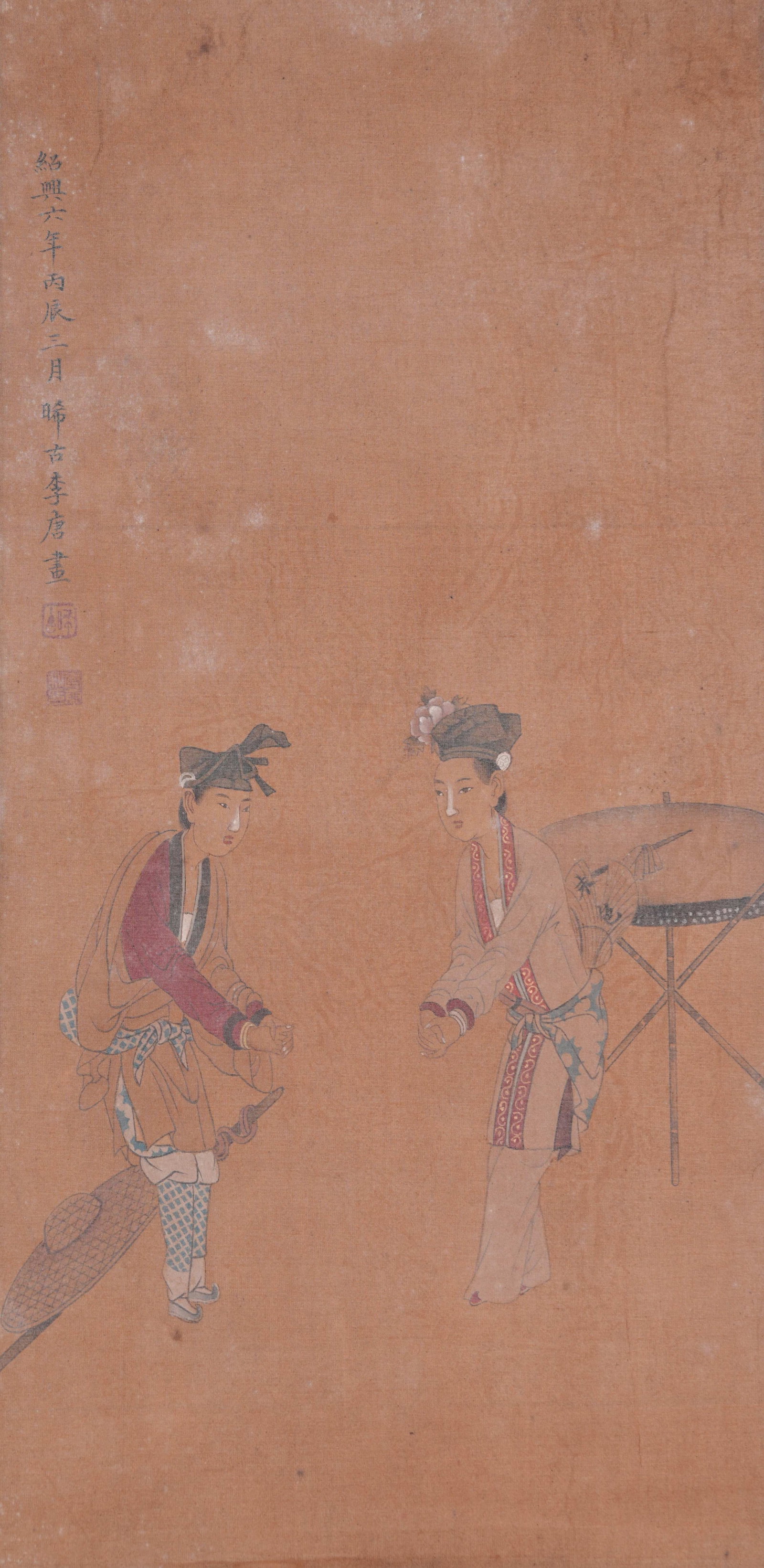 A FIGURE PAINTING ON SILK BY LI TANG.李唐: Figure Painting on Silk by Li Tang.李唐