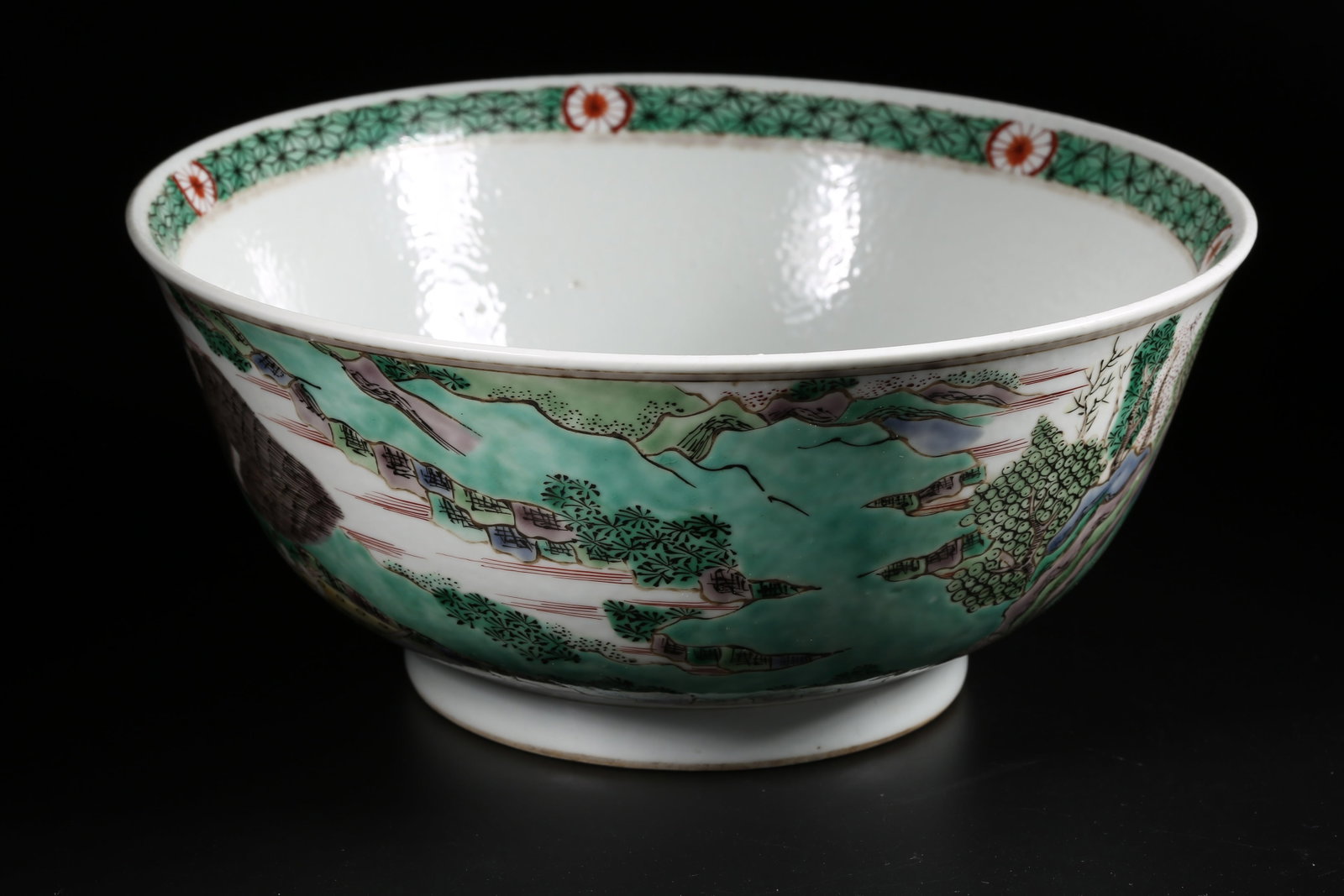 A POLYCHROME "SPRING PLOWING" LARGE BOWL - 2