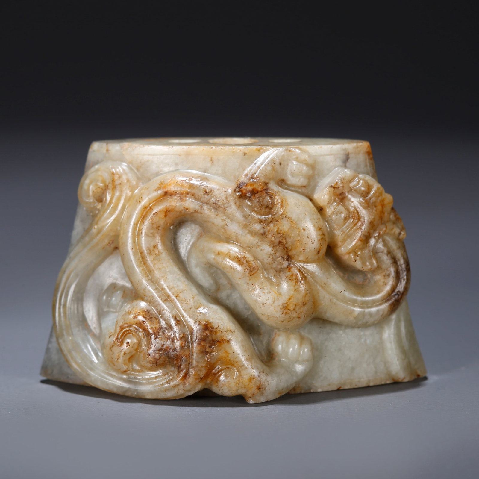 A HETIAN JADE PENDANT CARVED WITH DRAGON PATTERN: Hetian Jade Pendant Carved with Dragon Pattern