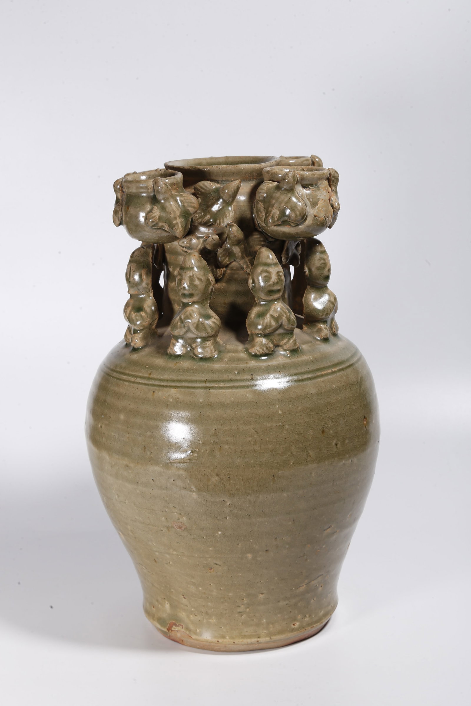 A CELADON FIVE-HOLE VASE - 2