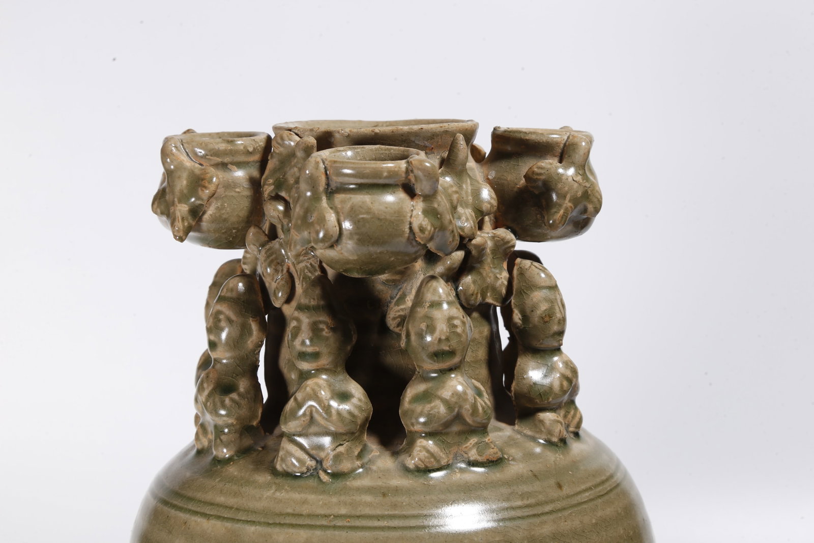 A CELADON FIVE-HOLE VASE - 7