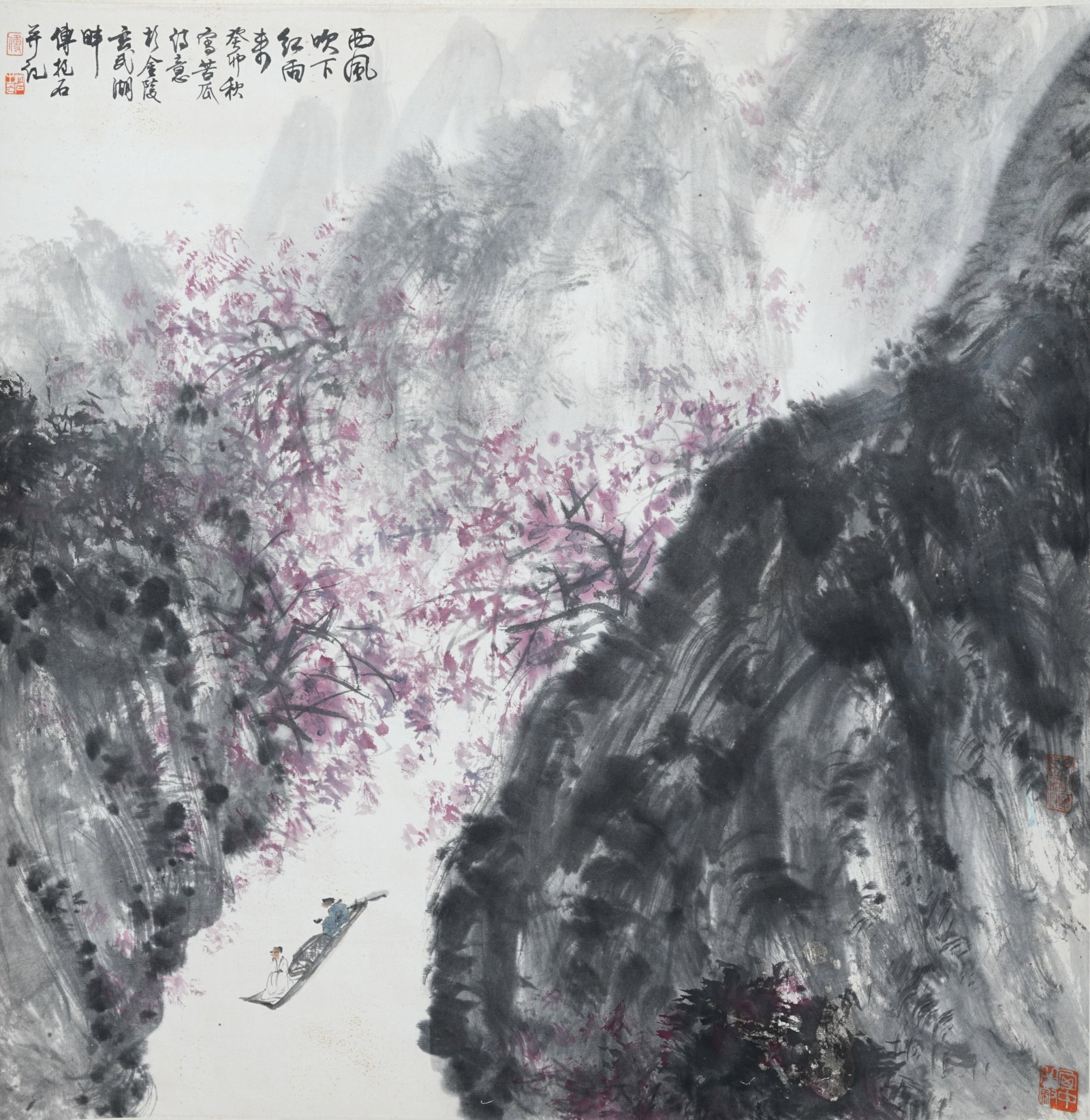 A LANDSCAPE PAINTING ON PAPER BY FU BAOSHI.傅抱石: Landscape Painting on Paper by Fu Baoshi.傅抱石