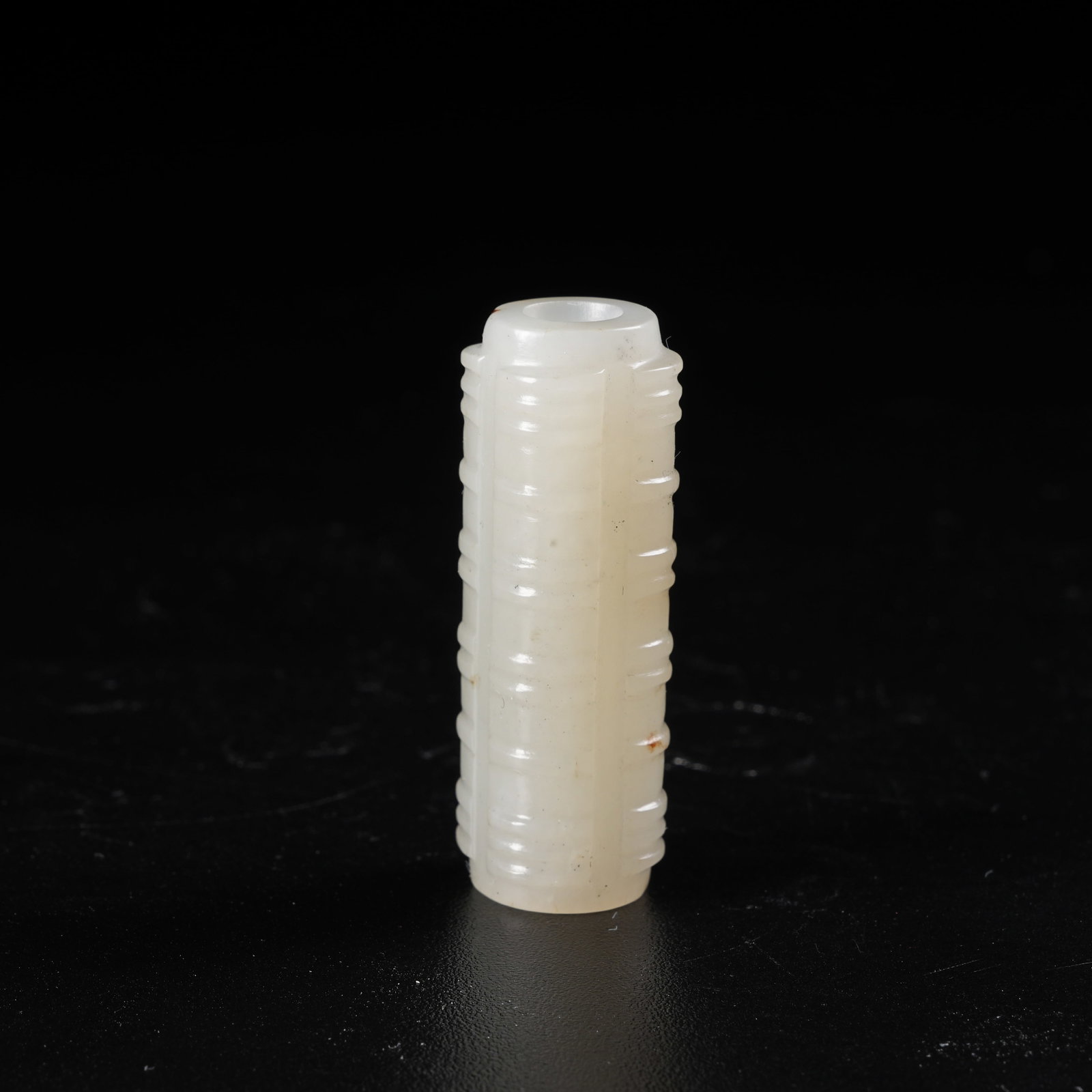 A HETIAN JADE CONG-SHAPED CYLINDER TUBE: Hetian Jade Cong-shaped Cylinder Tube