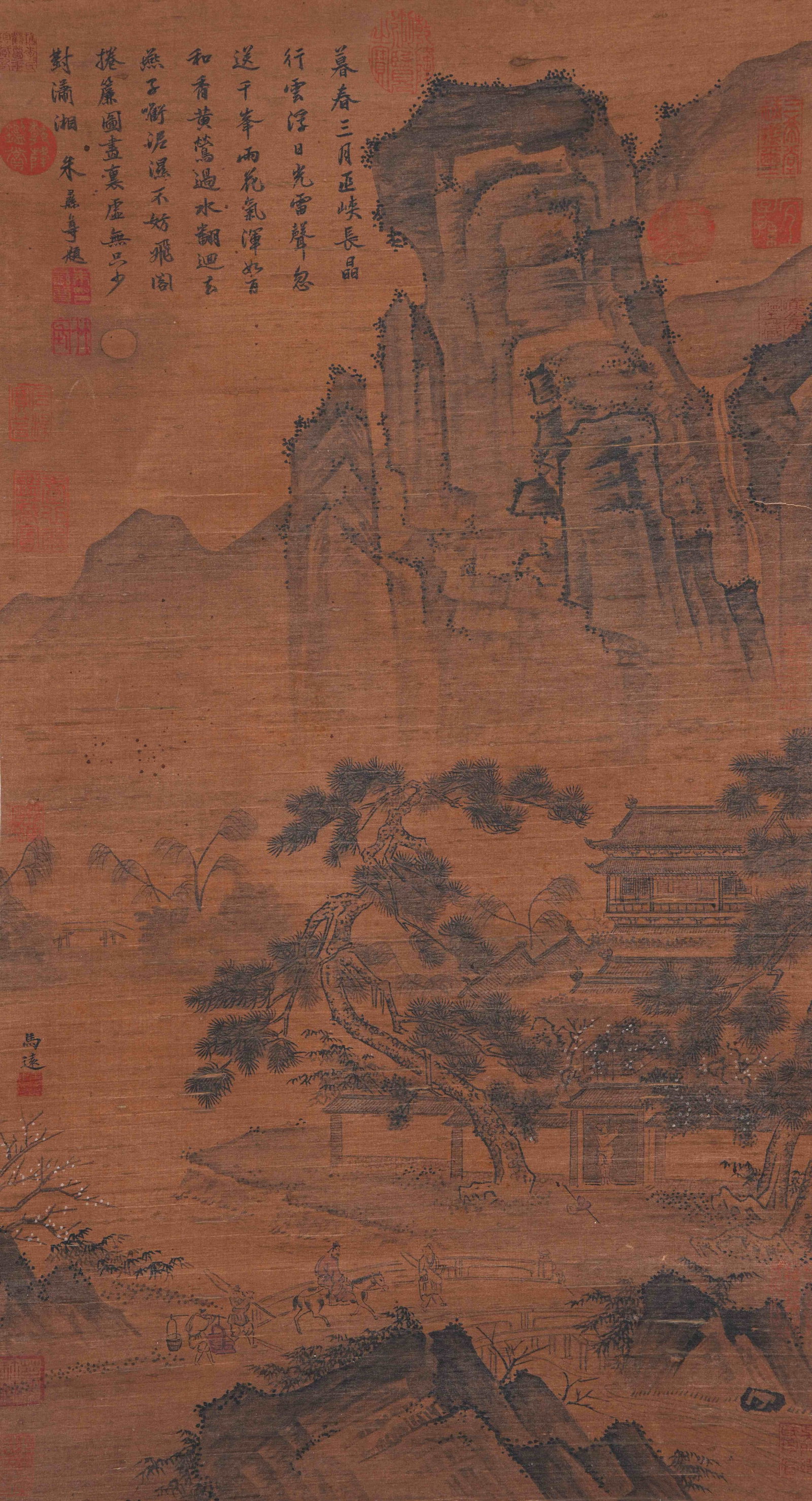 A LANDSCAPE PAINTING ON SILK BY MA YUAN.馬遠: Landscape Painting on Silk by Ma Yuan.馬遠