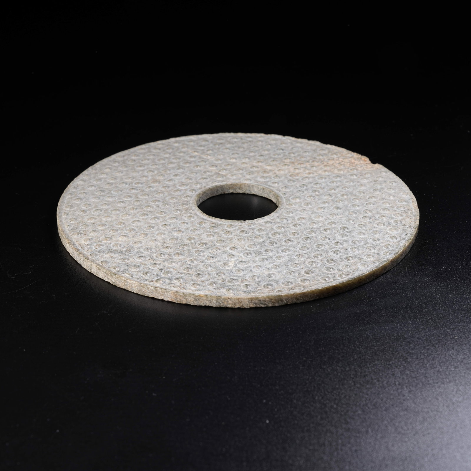 A ANCIENT JADE BI DISC WITH HOOKED CLOUD PATTERNS - 7