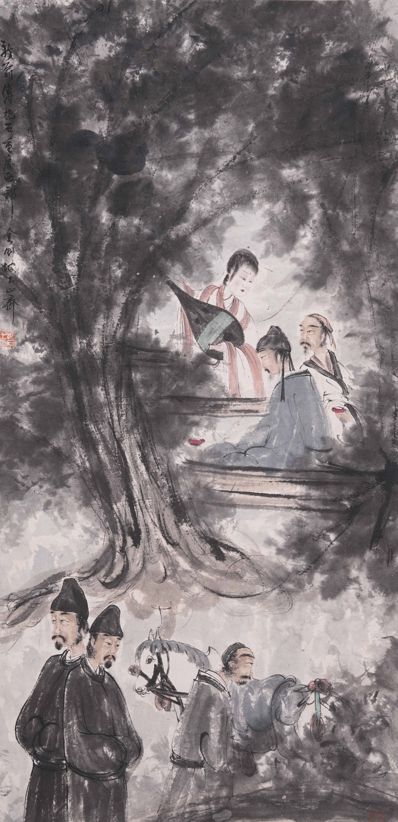 A FIGURE PAINTING ON PAPER BY FU BAOSHI.傅抱石 (1 of 9)