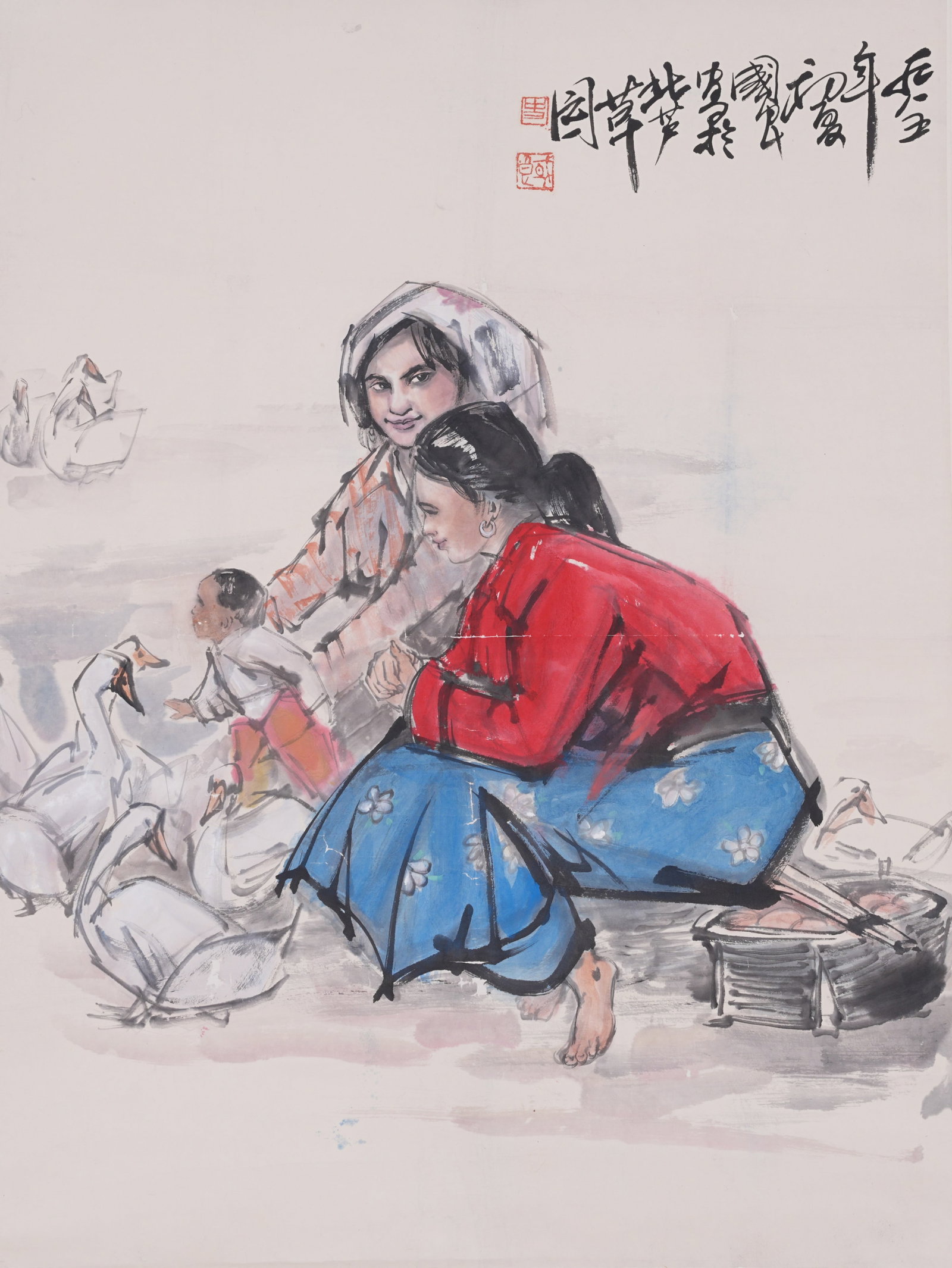 A FIGURE PAINTING ON PAPER BY SHI GUOLIANG.史國良: Figure Painting on Paper by Shi Guoliang.史國良