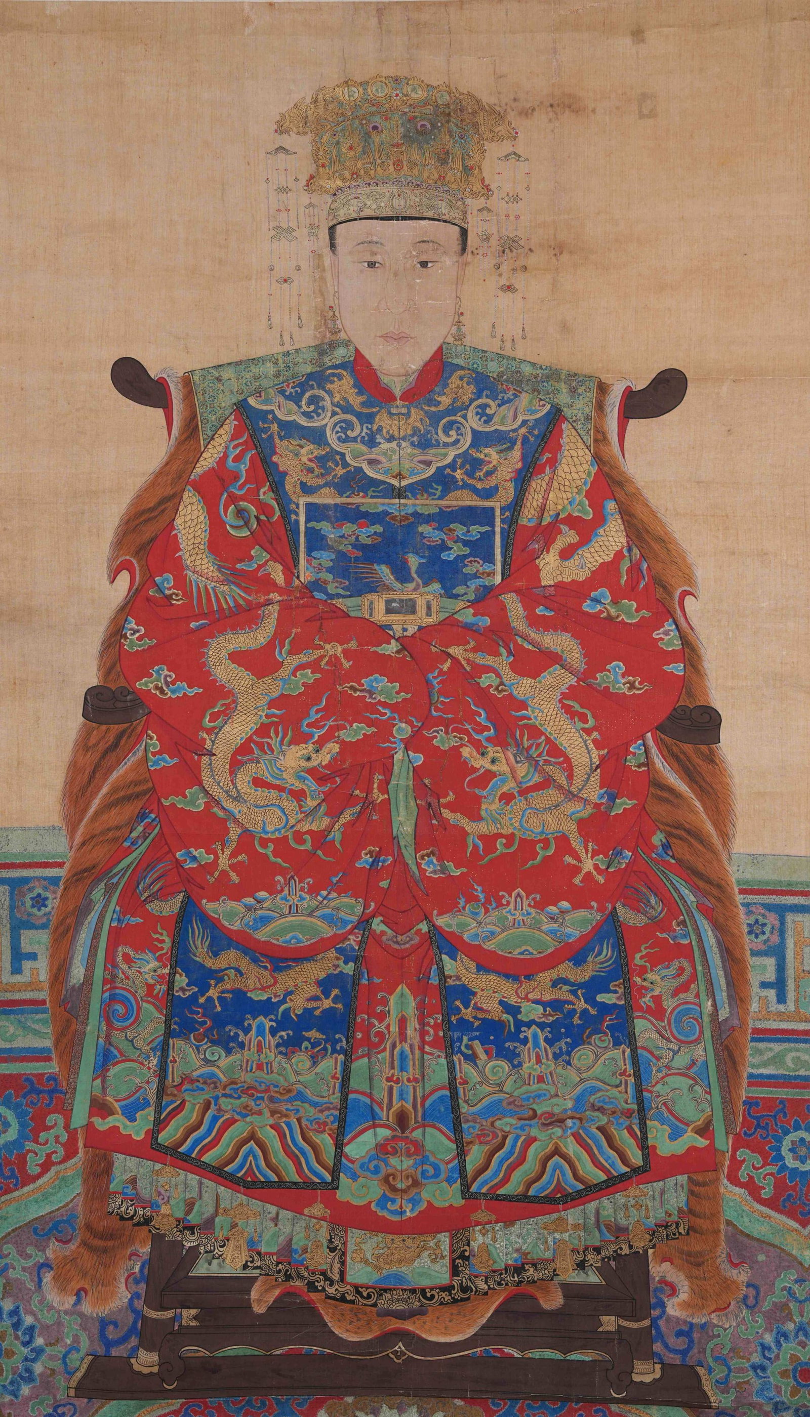 PAINTING OF OFFICIAL LADY WITH IMPERIAL EDICT ON SILK, ANONYMOUS (1 of 9)