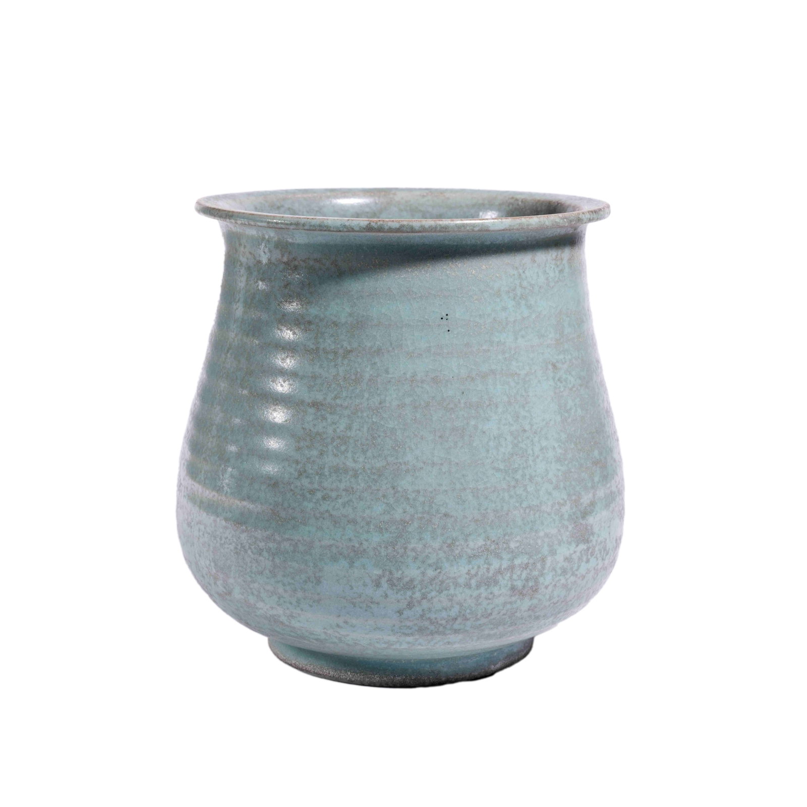 SKY-CELADON ZUN VASE WITH BOW STRING RINGS, RU KILN, SONG DYNASTY, IMPERIAL QIANLONG POEM CARVED ON (1 of 8)
