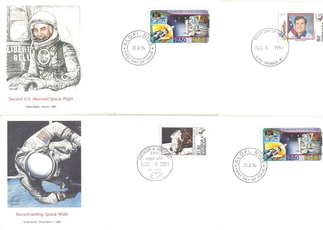 WORLD 'ASTRONAUT' THEMED FDCS (4 ) MINT AS ISSUED. (1 of 1)
