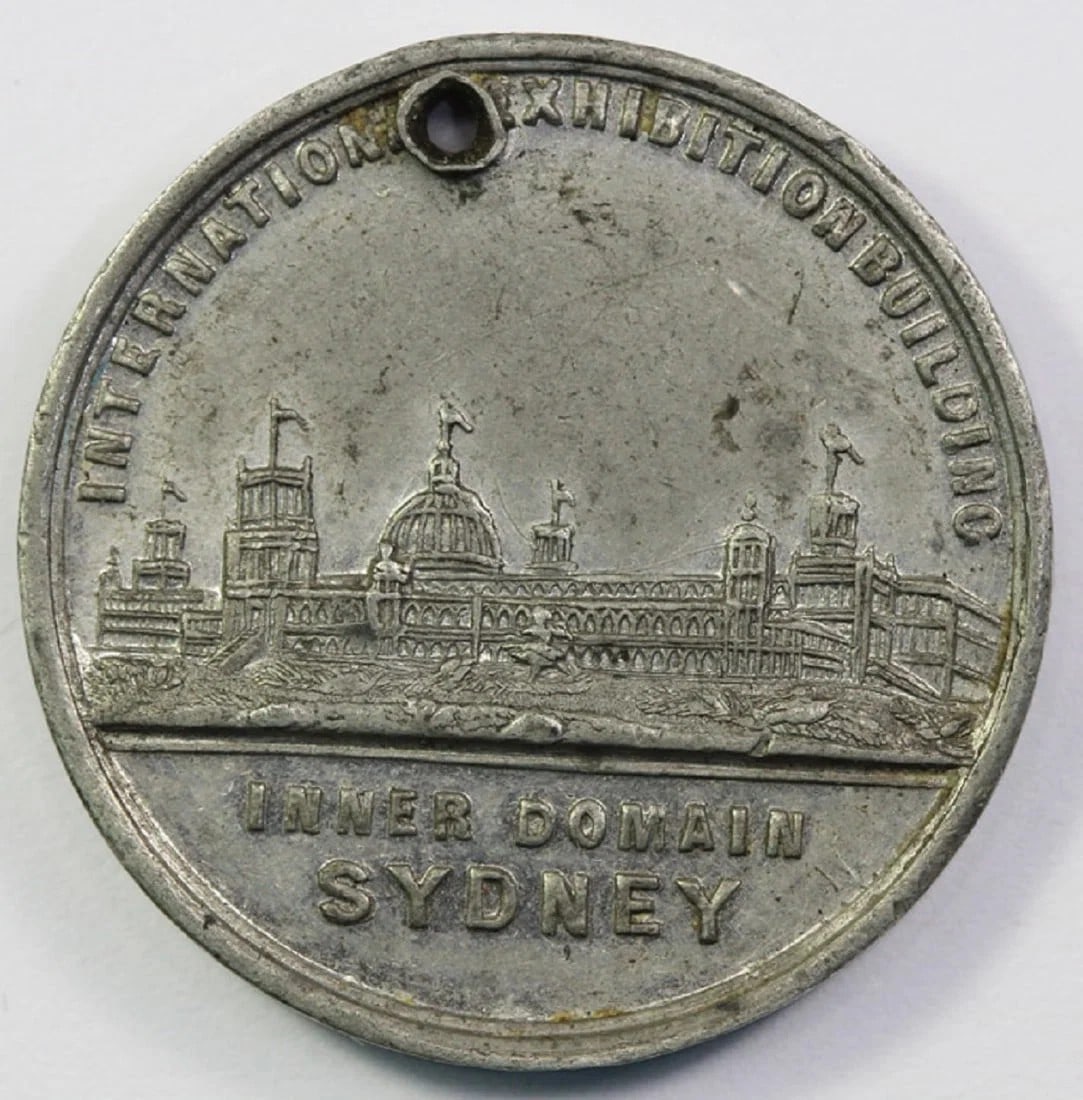 AUSTRALIA 1879 MEDALET FOR THE INTERNATIONAL EXHIBITION (SYDNEY) IN WHITE METAL: Australia 1879 Medalet for the International Exhibition (Sydney) in White Metal