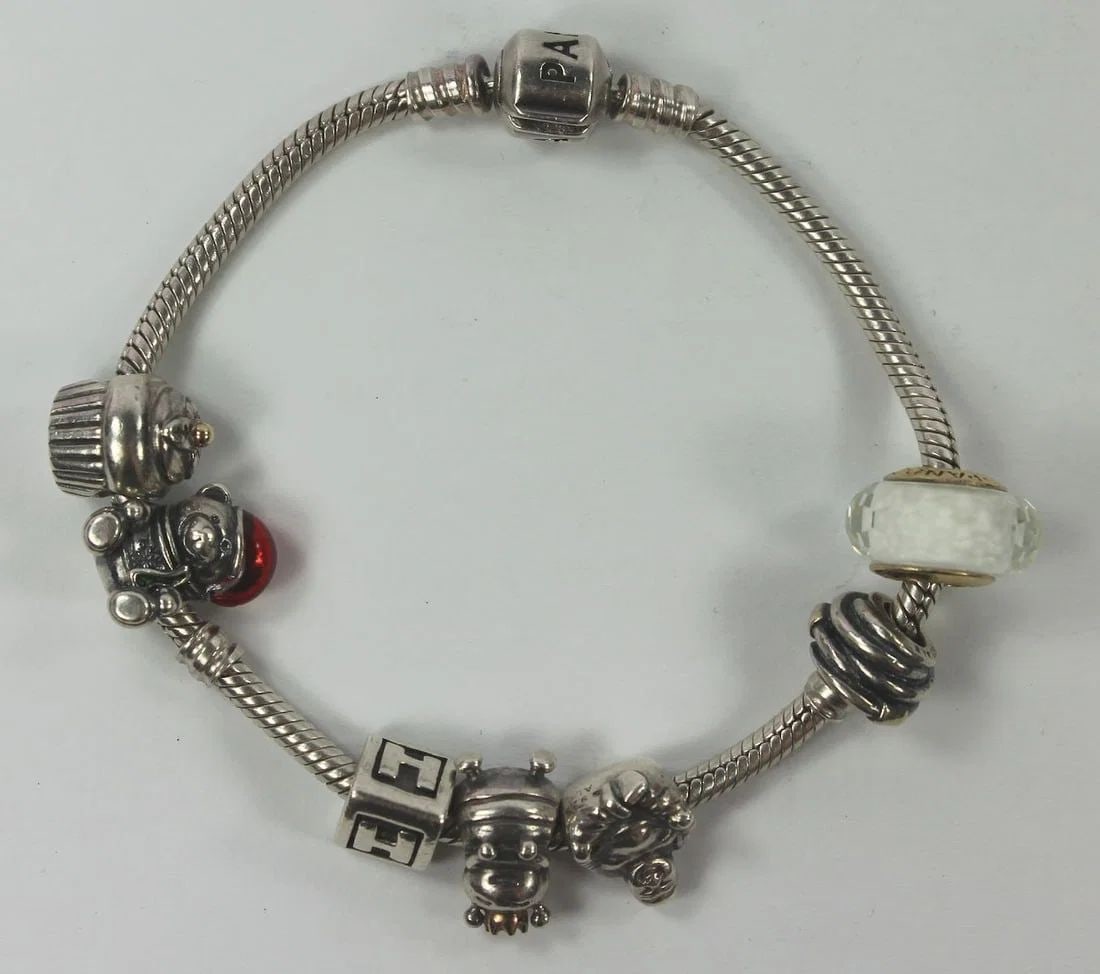 PANDORA CHARM BRACELET IN STERLING (925) SILVER (1 of 2)