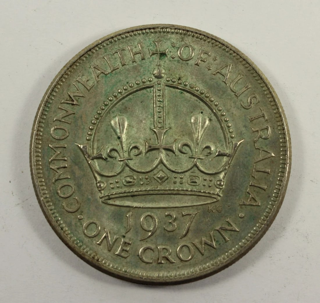AUSTRALIA 1937 CROWN, ABOUT UNCIRCULATED: Australia 1937 Crown, about Uncirculated