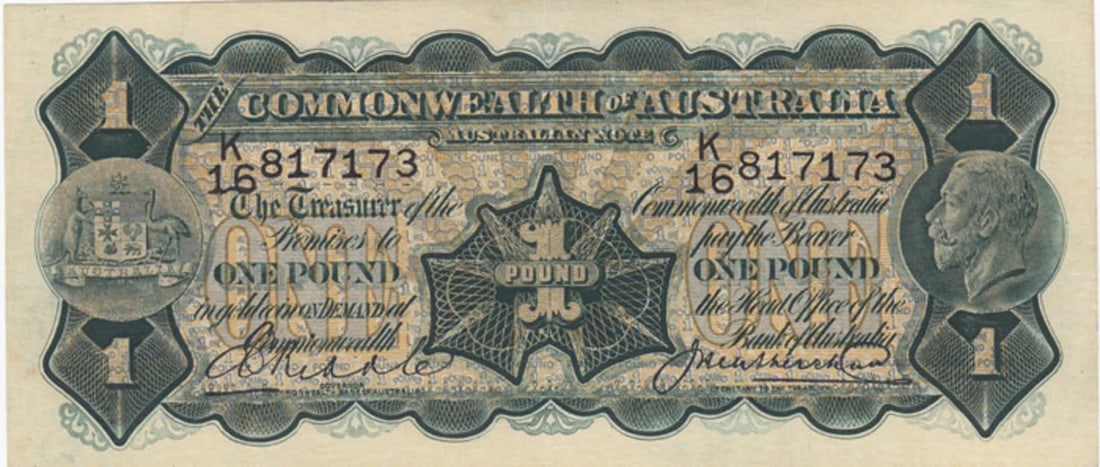 AUSTRALIA 'RIDDLE - HEATHERSHAW' ?1 (1927), VIRTUALLY UNCIRCULATED: Australia 'Riddle - Heathershaw' ?1 (1927), virtually Uncirculated