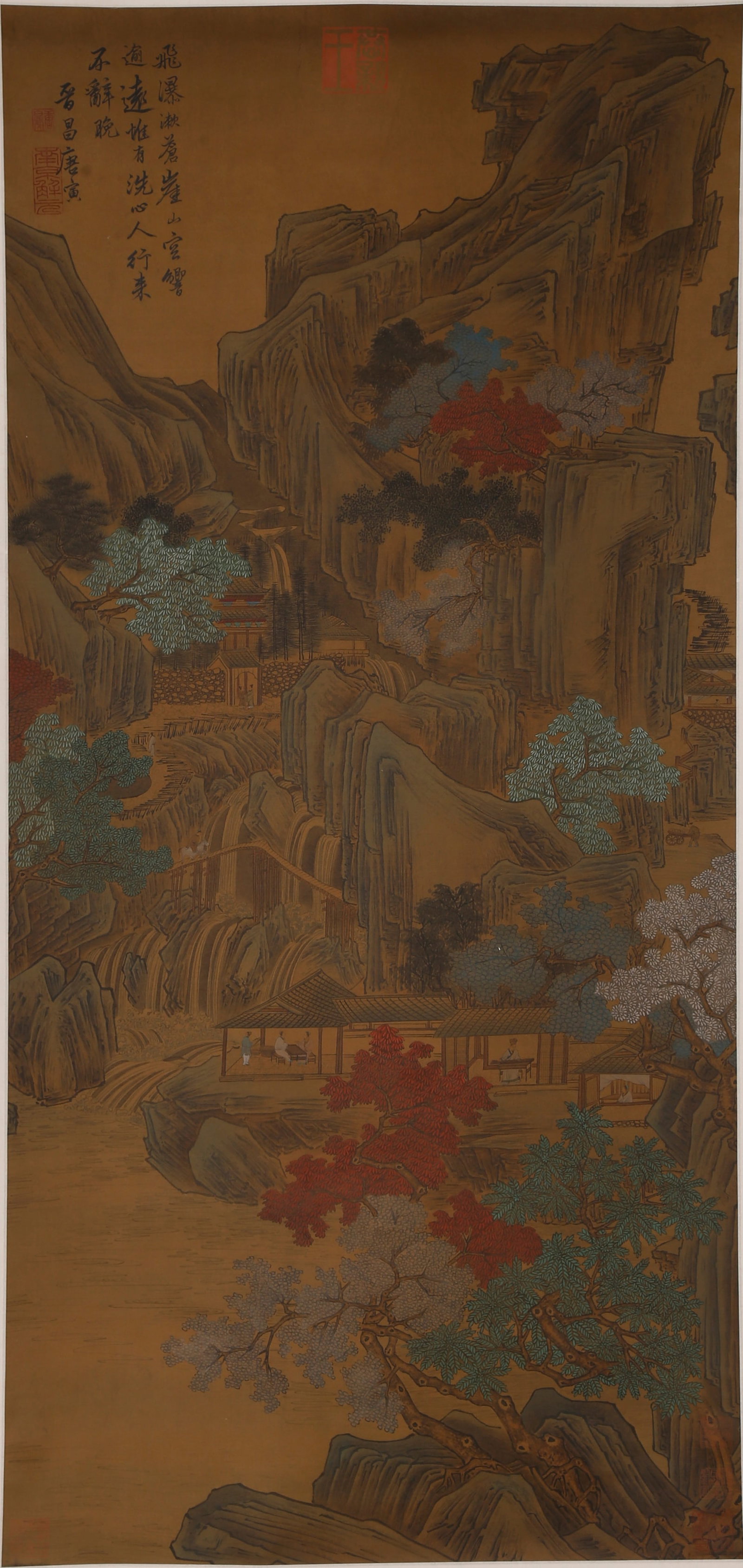 A LANDSCAPE PAINTING ON SILK BY TANG YIN.唐寅: Landscape Painting on Silk by Tang Yin.唐寅