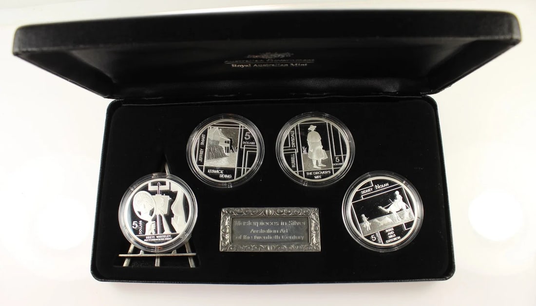 AUSTRALIA 2006 'ART OF THE 20TH CENTURY - MASTERPIECES I' PROOF SILVER (999) $5'S, FDC (4 COINS) (1 of 2)