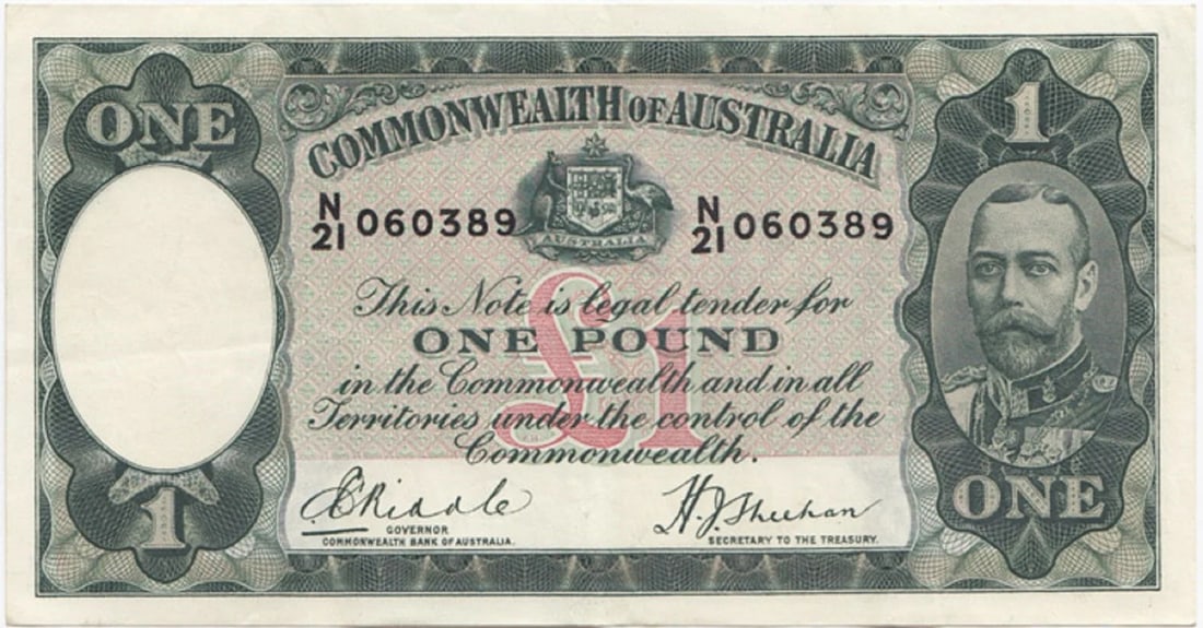 AUSTRALIA 'RIDDLE - SHEEHAN' ?1 (1933), GOOD EXTREMELY FINE OPQ: Australia 'Riddle - Sheehan' ?1 (1933), good Extremely Fine OPQ