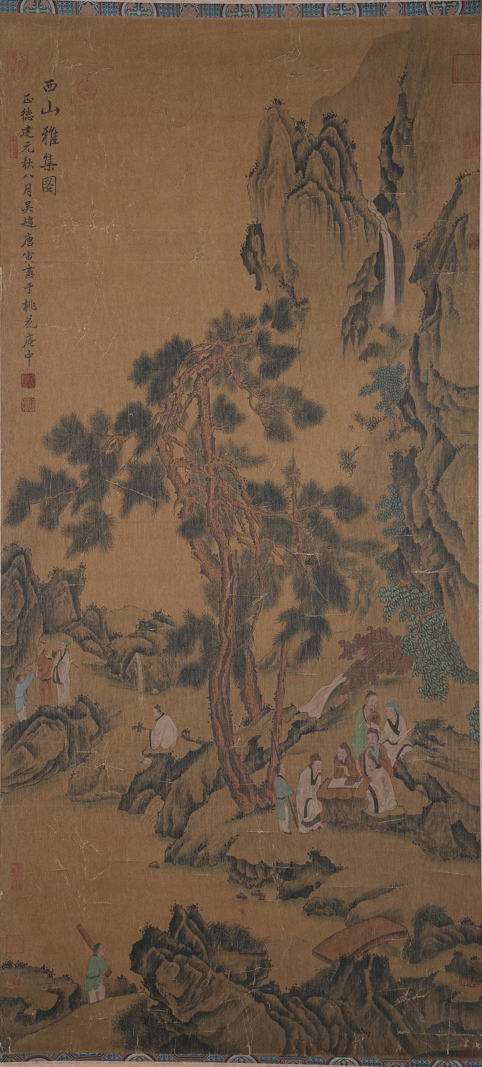A LANDSCAPE PAINTING ON SILK BY TANG YIN.唐寅: Landscape Painting on Silk by Tang Yin.唐寅