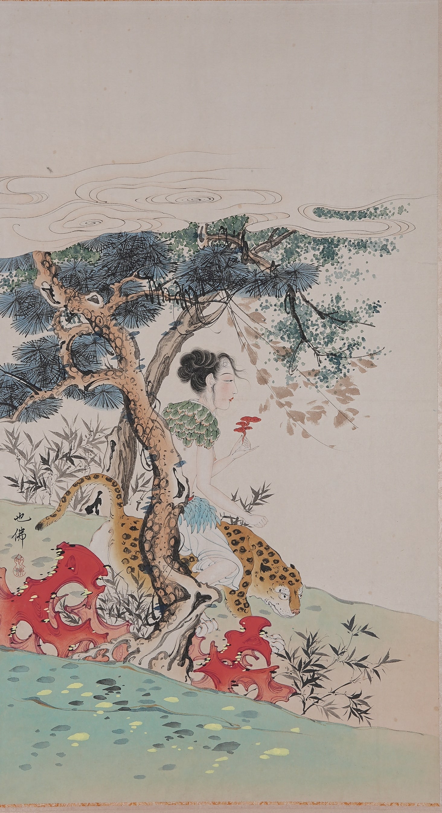 A BEAUTY PAINTING ON PAPER BY HU YEFO.胡也佛: Beauty Painting on Paper by Hu Yefo.胡也佛