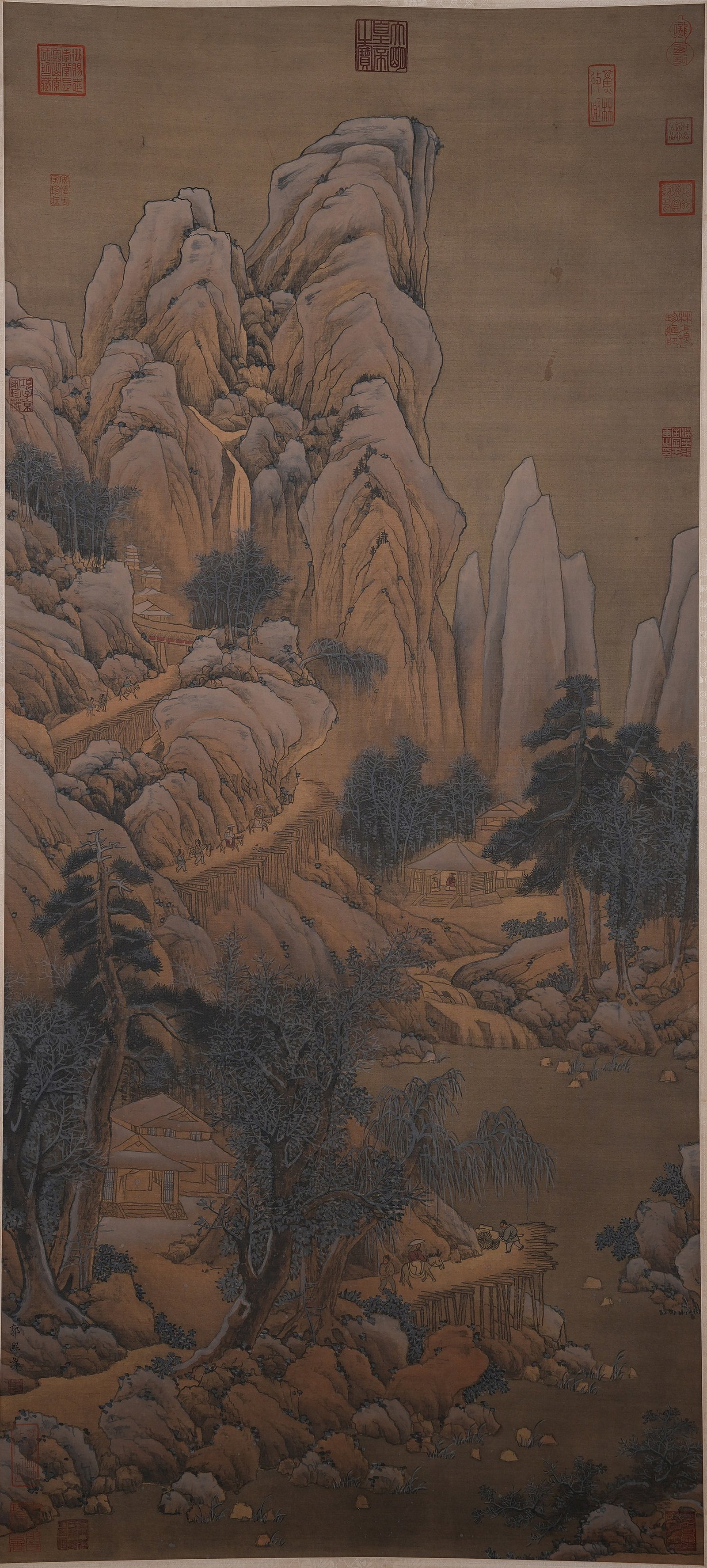 A LANDSCAPE PAINTING ON SILK BY GUO XI.郭熙: Landscape Painting on Silk by Guo Xi.郭熙