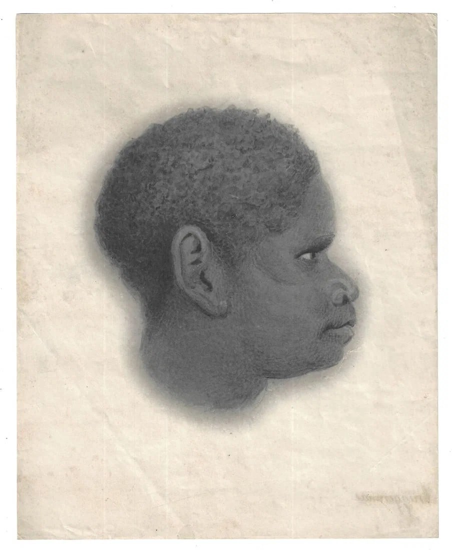 AUSTRALIA 19TH SEPIA PHOTOGRAPH OF AN 1830'S THOMAS BOCK WATERCOLOUR OF THE LAST TASMANIAN NATIVES (1 of 2)