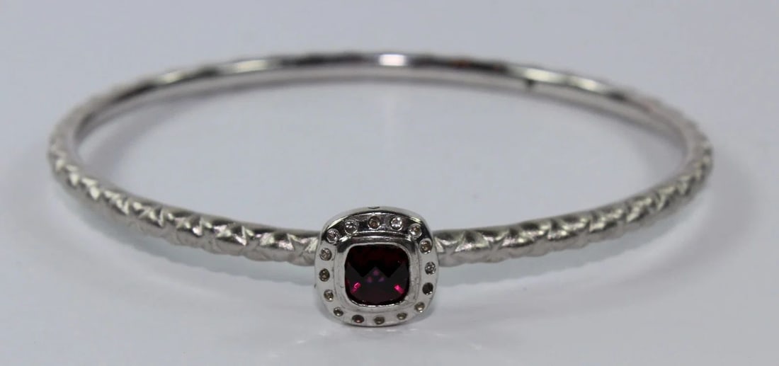ORNATE BANGLE IN STERLING (925) SILVER WITH AMETHYST (1 of 2)