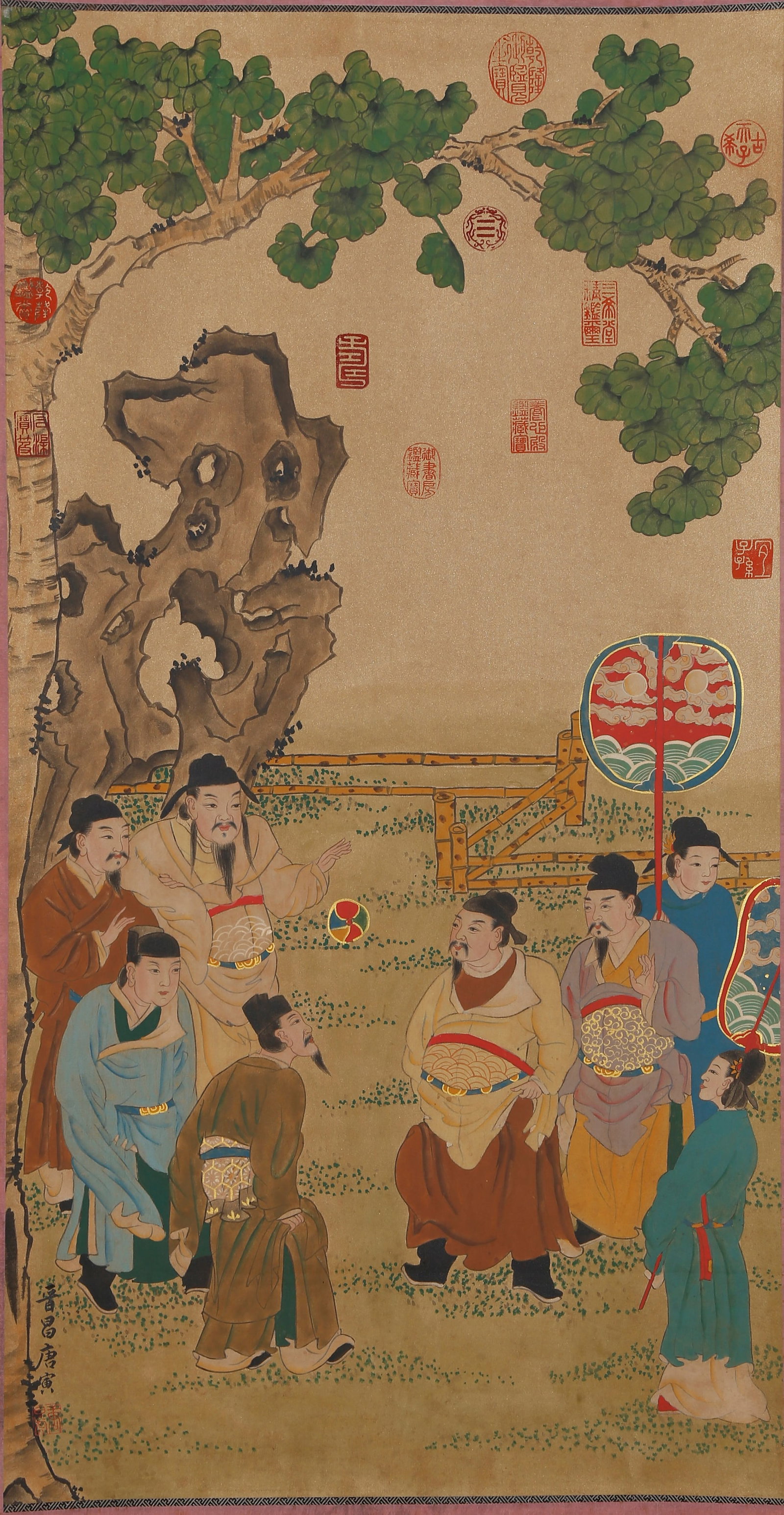 A FIGURE PAINTING ON SILK BY TANG YIN.唐寅: Figure Painting on Silk by Tang Yin.唐寅