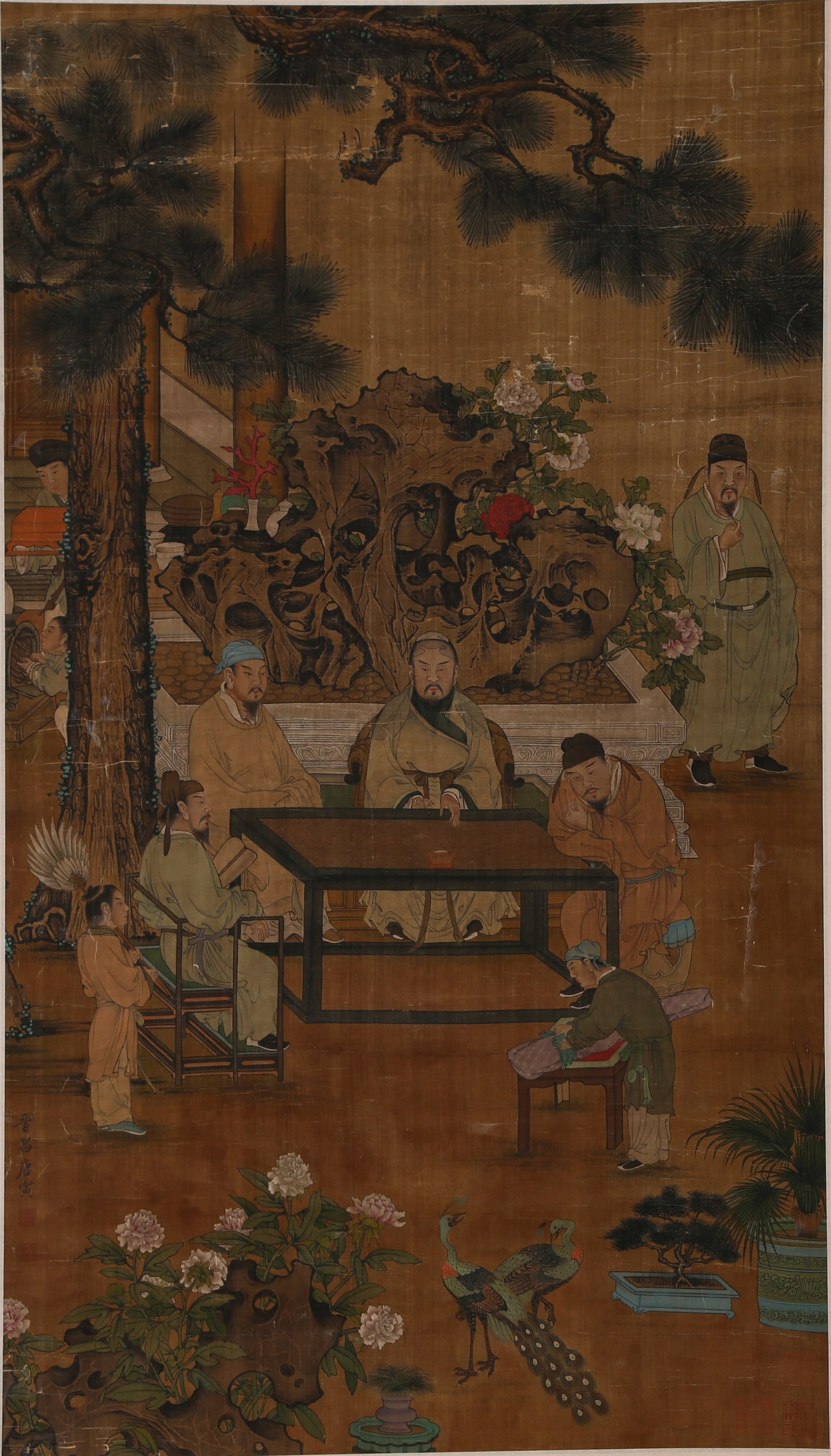 A FIGURE PAINTING ON SILK BY TANG YIN.唐寅: Figure Painting on Silk by Tang Yin.唐寅