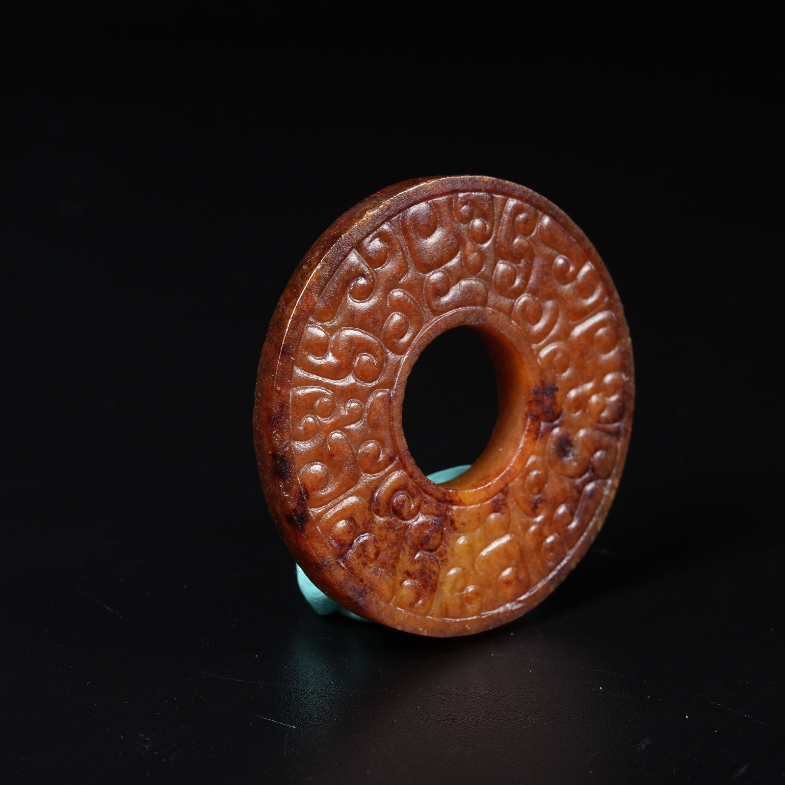 A ANCIENT JADE BI DISC WITH HOOKED CLOUD PATTERN - 5