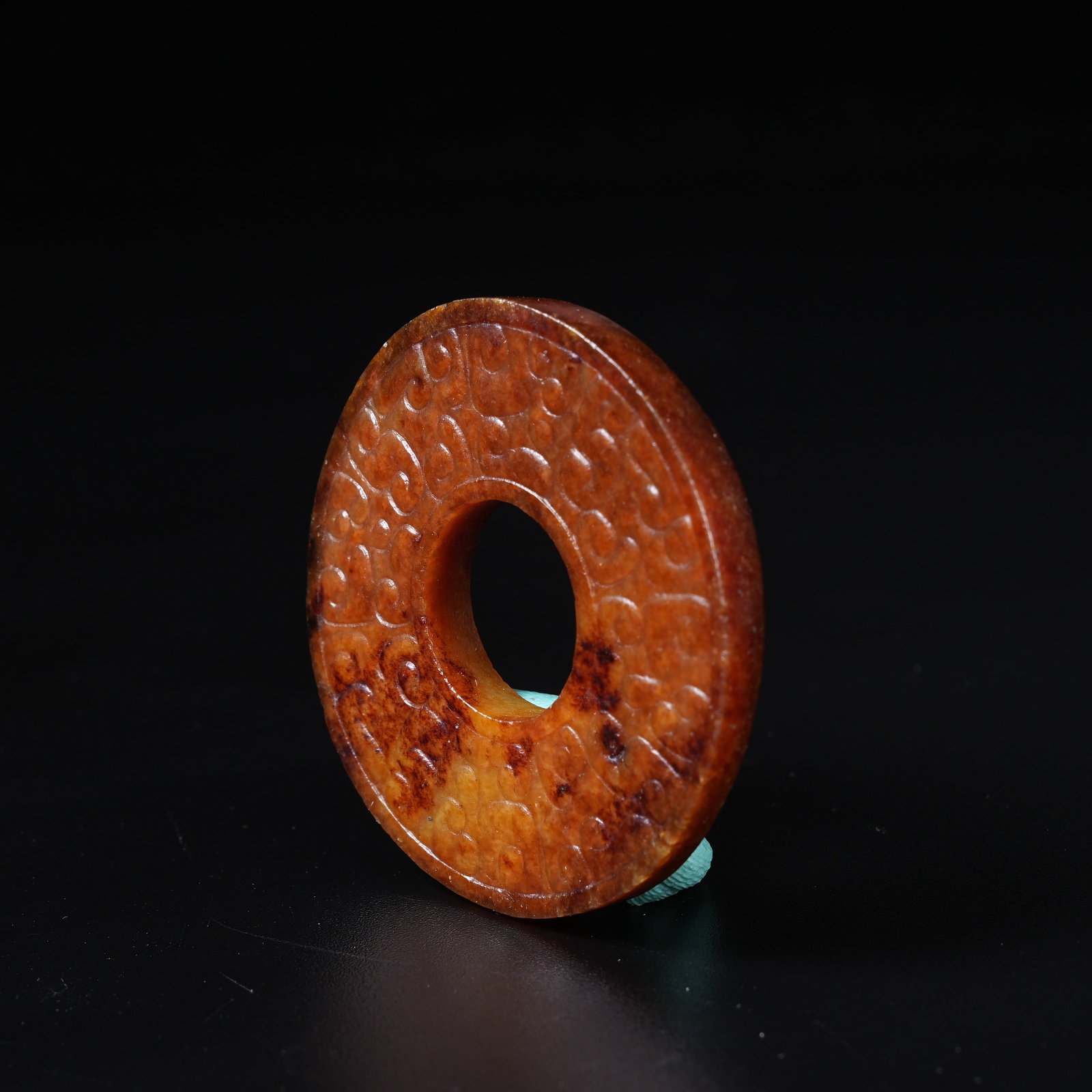 A ANCIENT JADE BI DISC WITH HOOKED CLOUD PATTERN - 6