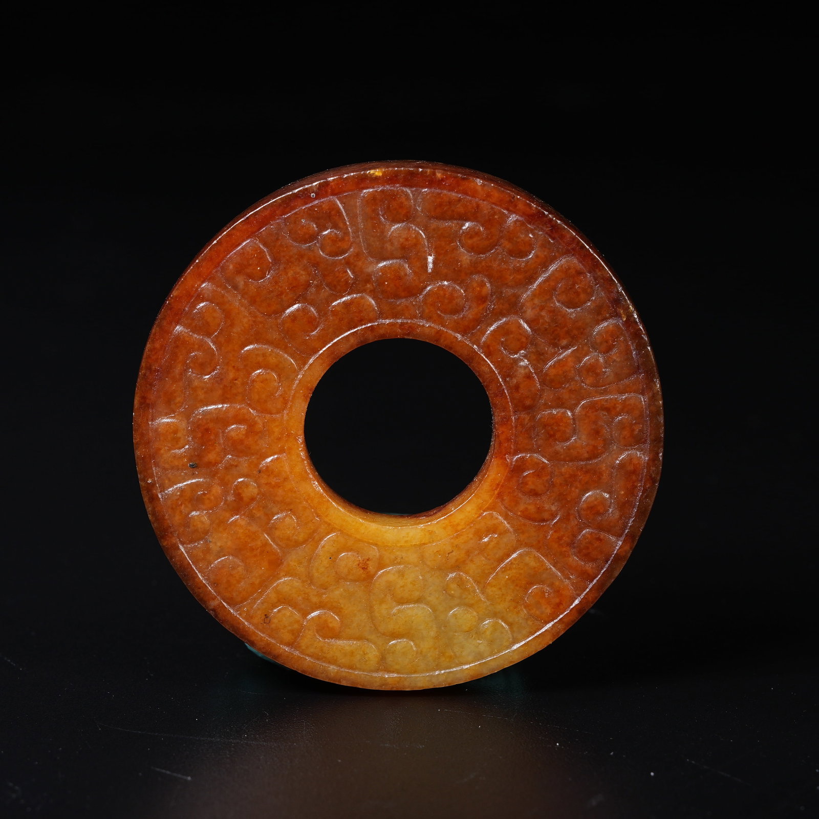 A ANCIENT JADE BI DISC WITH HOOKED CLOUD PATTERN - 7