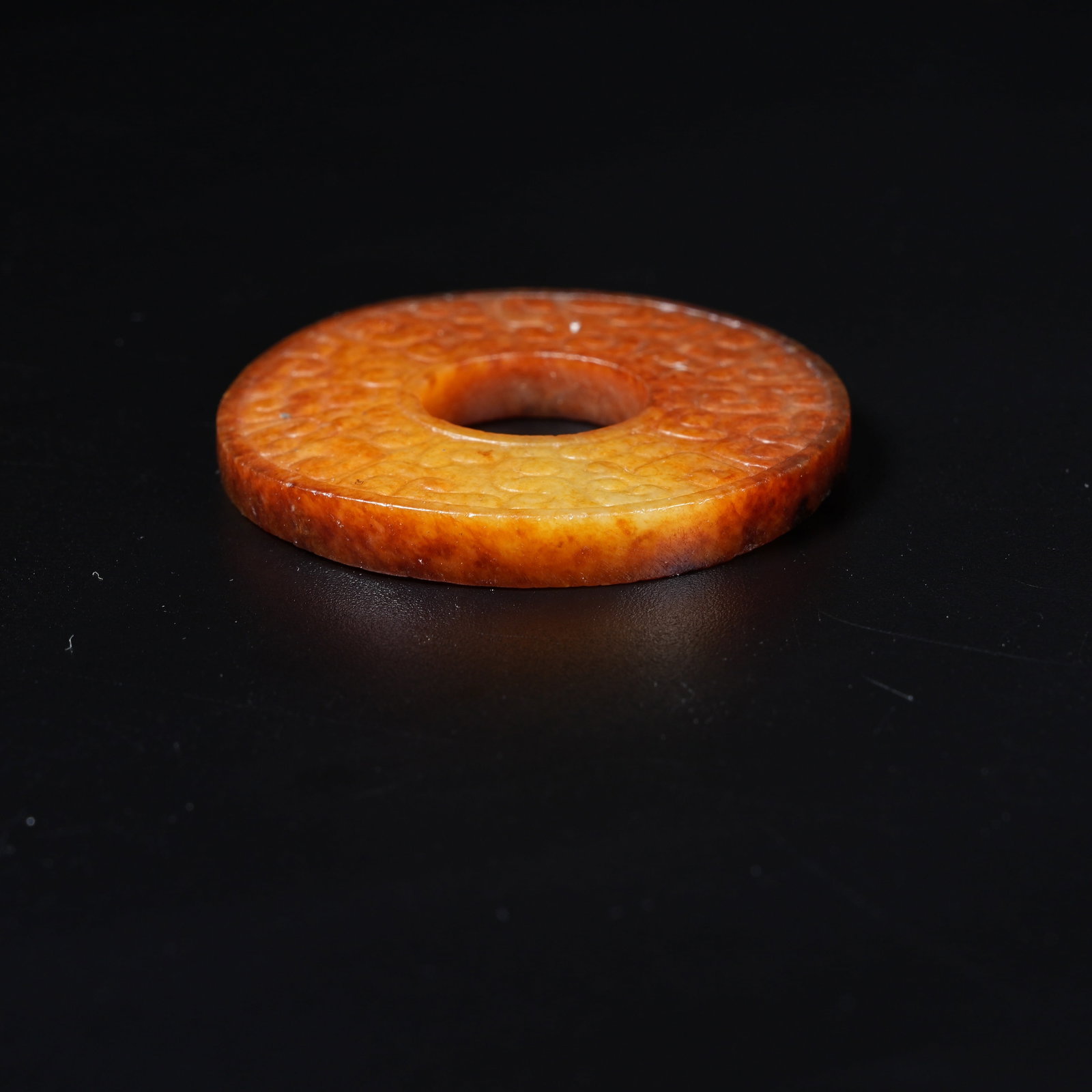 A ANCIENT JADE BI DISC WITH HOOKED CLOUD PATTERN - 8