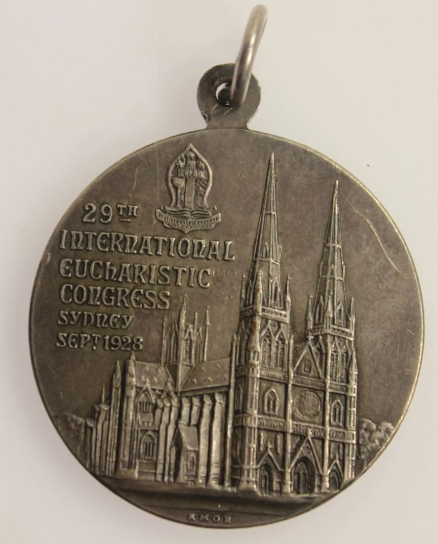 AUSTRALIA 1928 '29TH INTERNATIONAL EUCHARISTIC CONGRESS' MEDAL IN SILVERED BRONZE: Australia 1928 '29th International Eucharistic Congress' Medal in Silvered Bronze