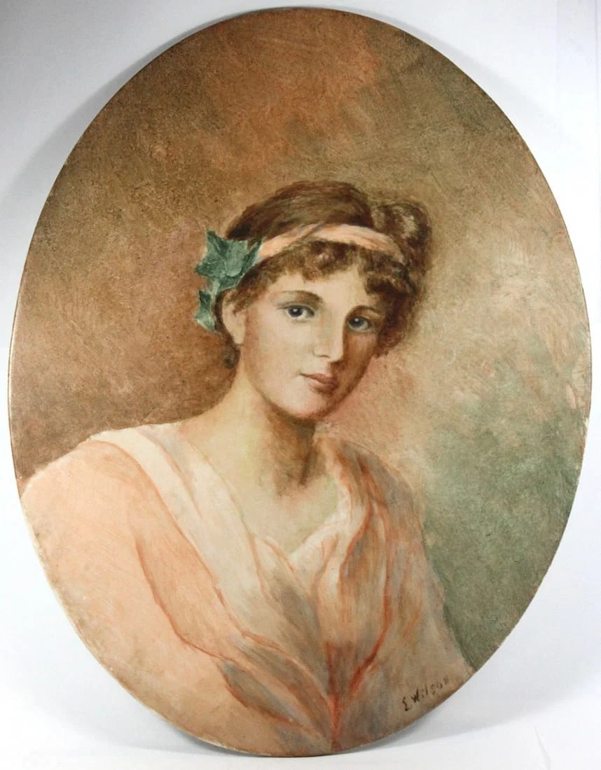 19TH CENTURY PORTRAIT OF A CLASSIC LADY PAINTED ON PORCELAIN: 19th Century Portrait of a Classic Lady painted on porcelain